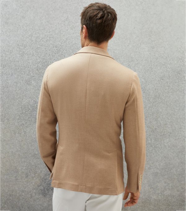 Brunello Cucinelli Woven Jacket Silk in Medium Beige Size US L / EU 52-54 / 3 - 6 Thumbnail