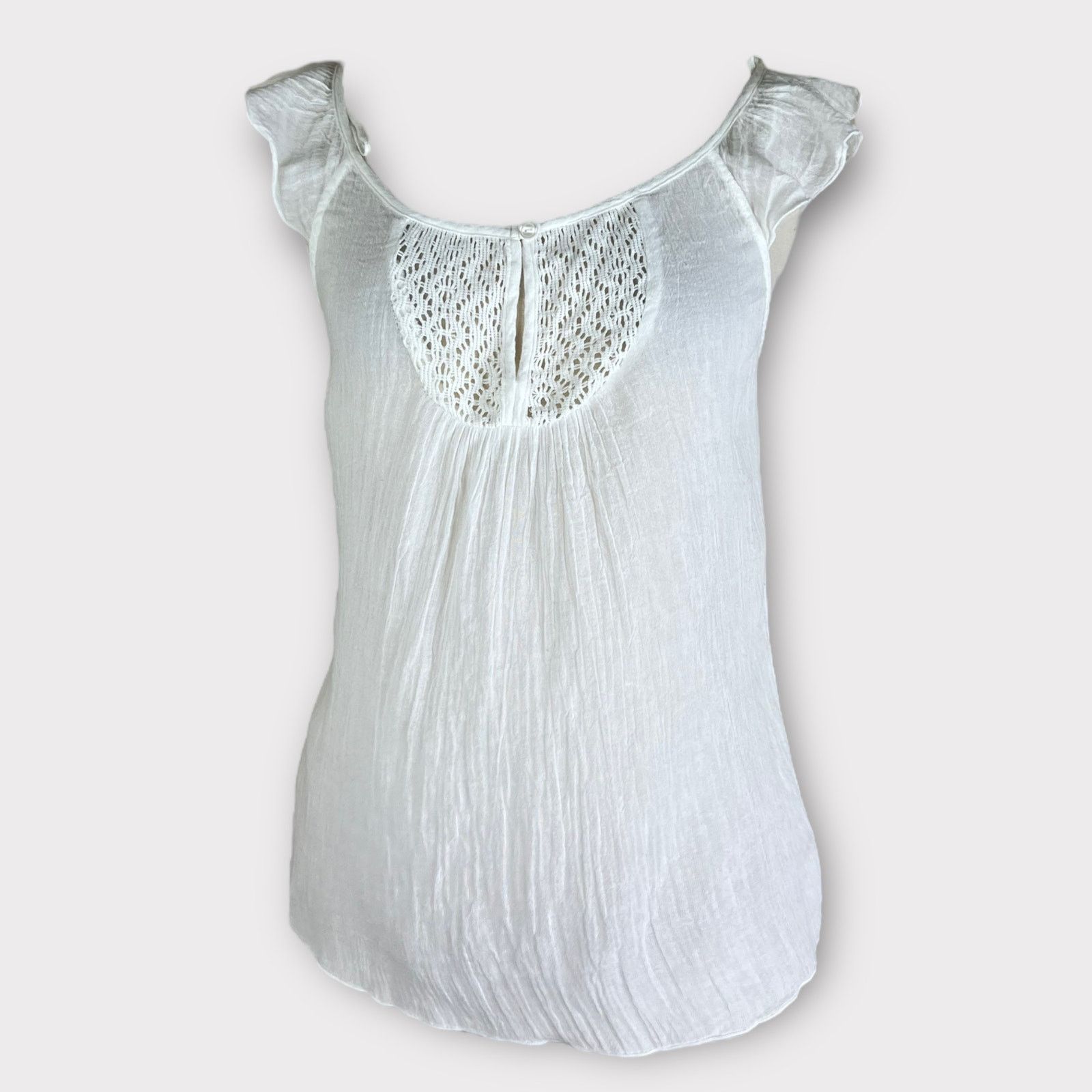 Vintage Delia | Vintage Y2K Boho Gauze Flutter Sleeve White Blouse Size S / US 4 / IT 40 - 1 Thumbnail