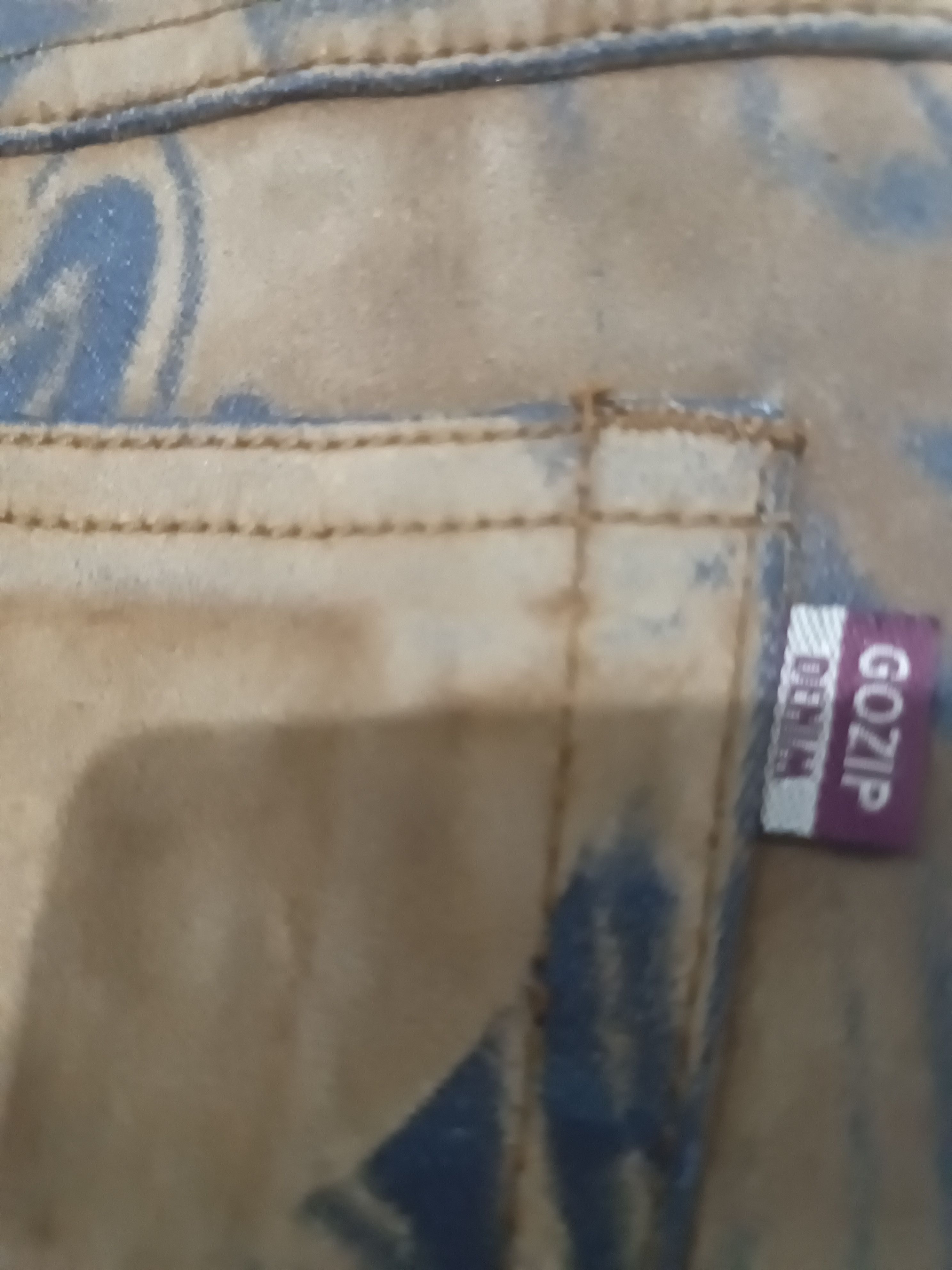 Tornado Mart Vintage Gozip Flare Jeans Velvet leather abstract full print Size 28" / US 6 / IT 42 - 6 Thumbnail