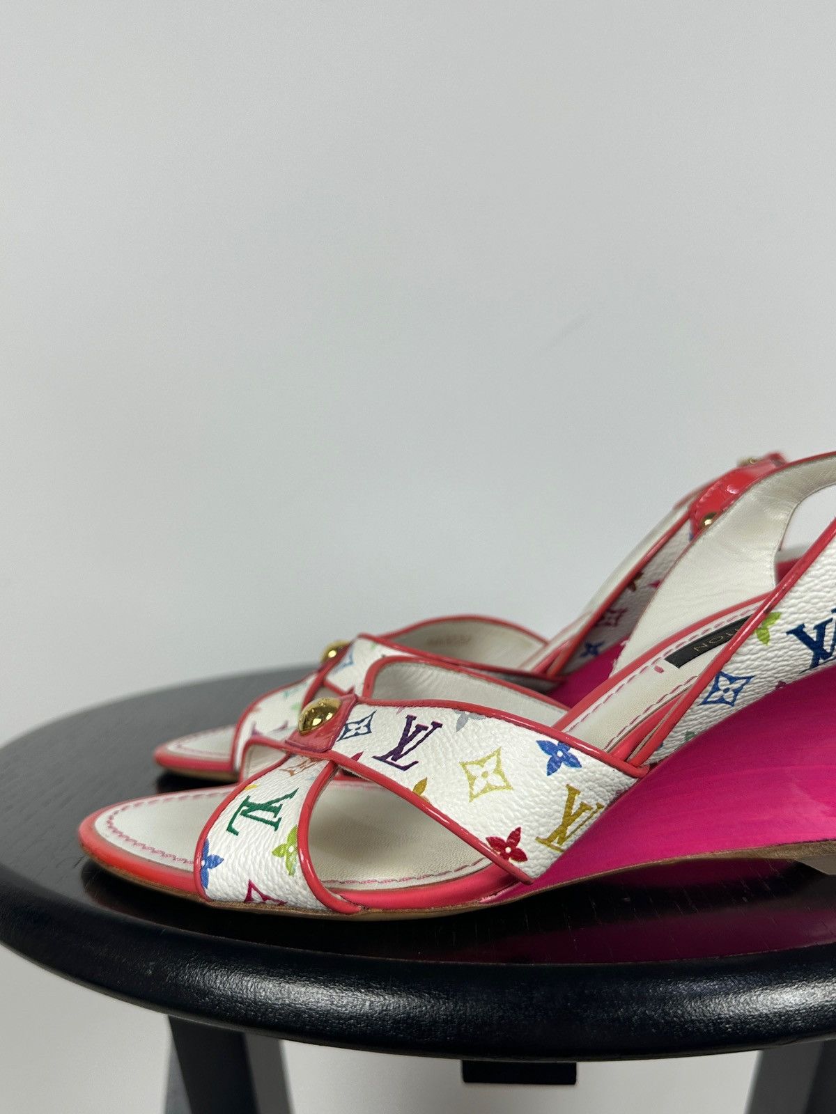 Louis Vuitton × Takashi Murakami 2009 Vintage Louis Vuitton x Takashi Murakami Wedge Sandal Size US 4.5 / IT 34.5 - 14 Thumbnail
