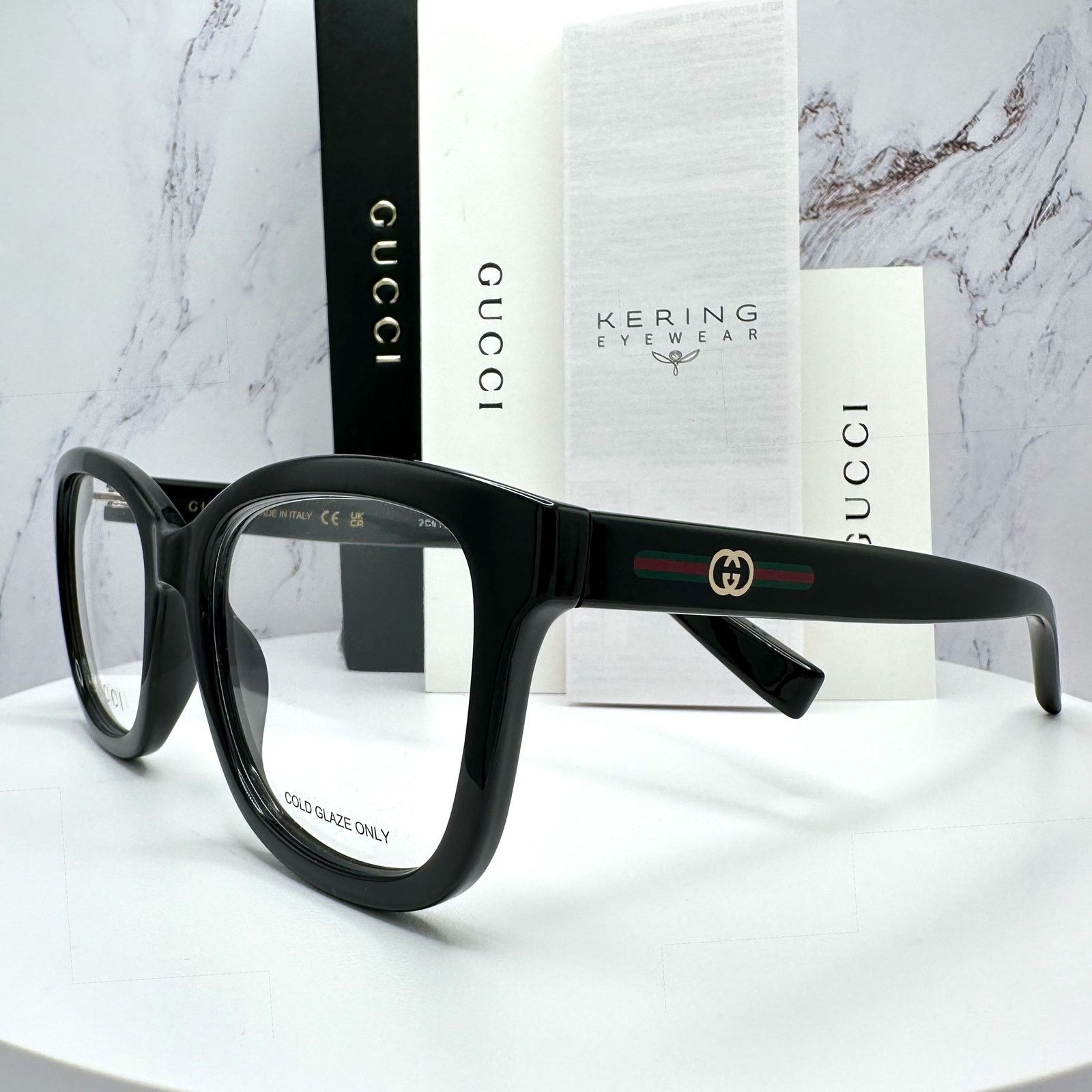 Gucci New GUCCI Eyeglasses Black Square GG Logo Red Green Web Size ONE SIZE - 17 Thumbnail