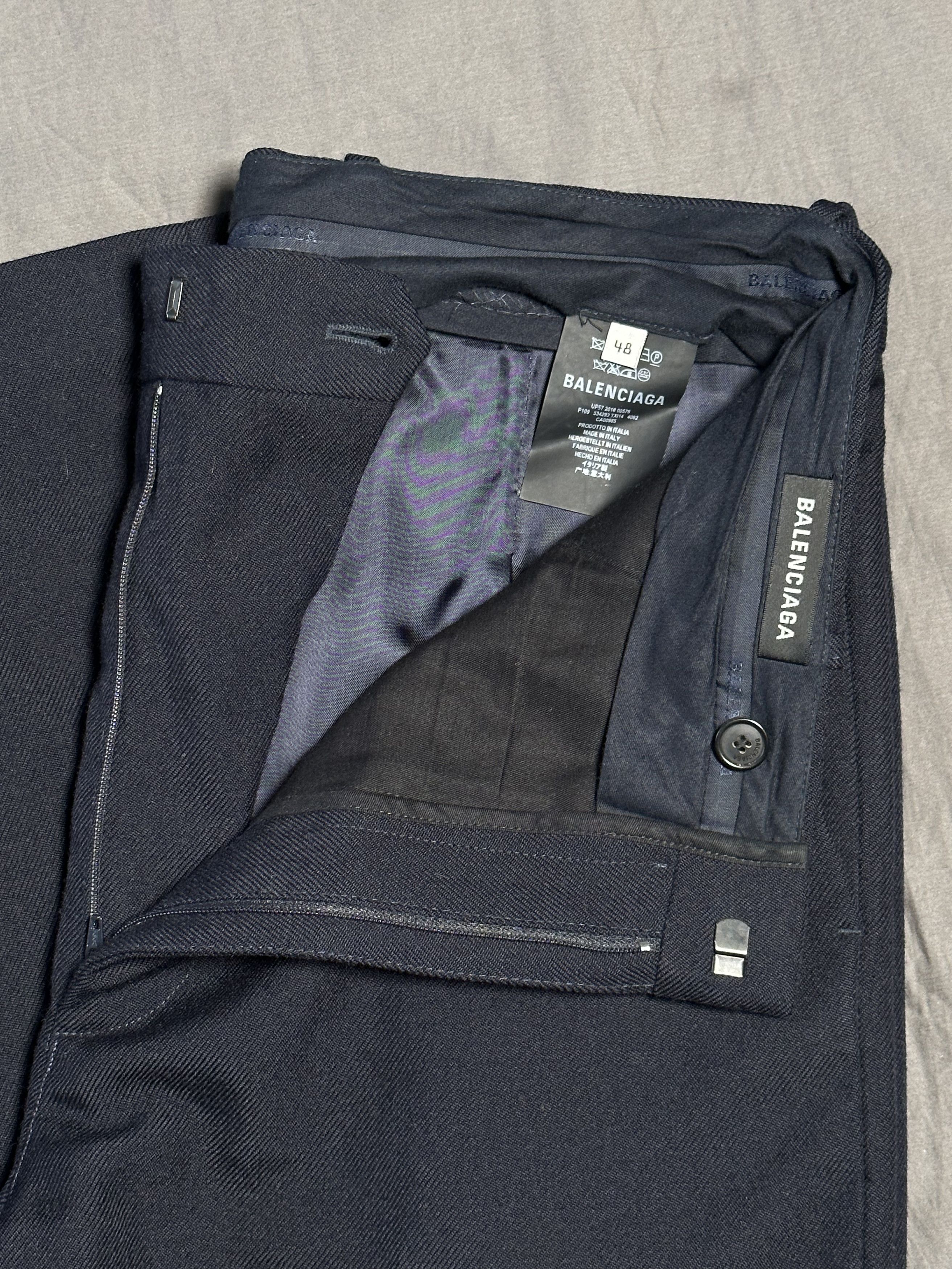 Balenciaga Navy Wool Tapered Balenciaga Trousers Size 48R - 4 Thumbnail