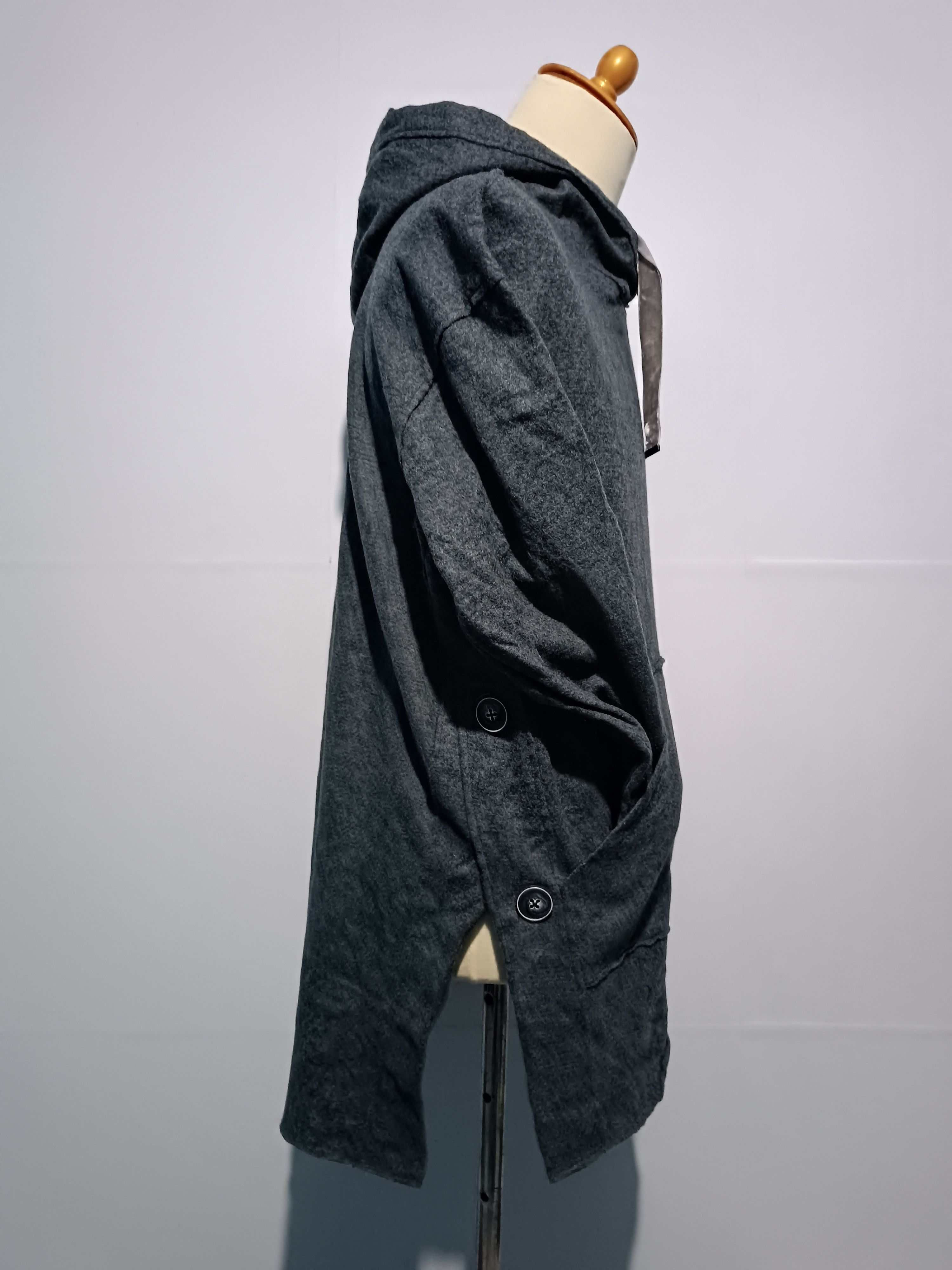Japanese Brand Asymmetrical Hoodie 3/4 Sleeve Gray Size US L / EU 52-54 / 3 - 3 Thumbnail