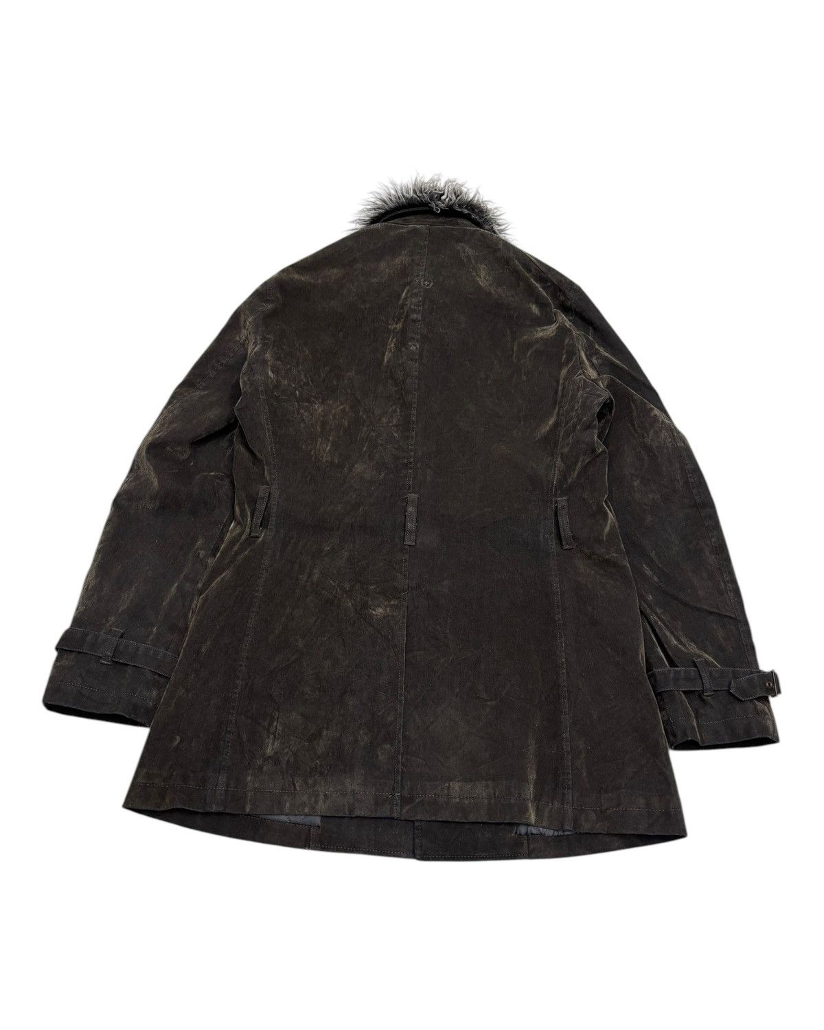 If Six Was Nine × Le Grande Bleu (L.G.B.) × Tornado Mart 🔥VINTAGE HAMNETT FAUX FUR COLLAR WAXED OVERCOAT JACKET Size US M / EU 48-50 / 2 - 10 Thumbnail
