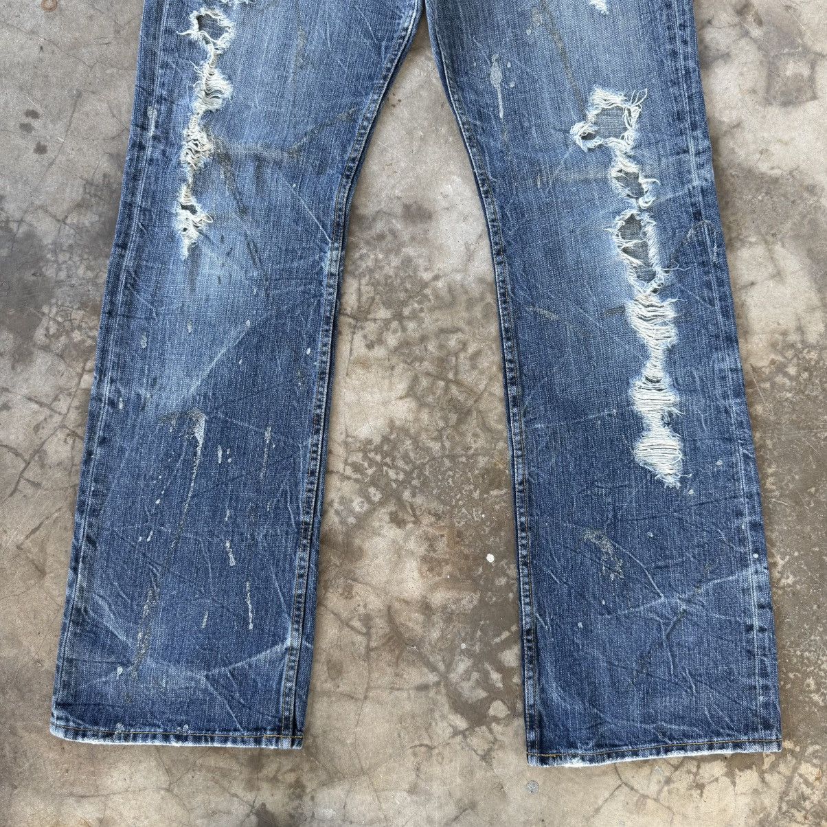 Japanese Brand W33 Vintage HM208B Faded Ripped Flare Denim Jean Pants Size US 33 - 3 Thumbnail