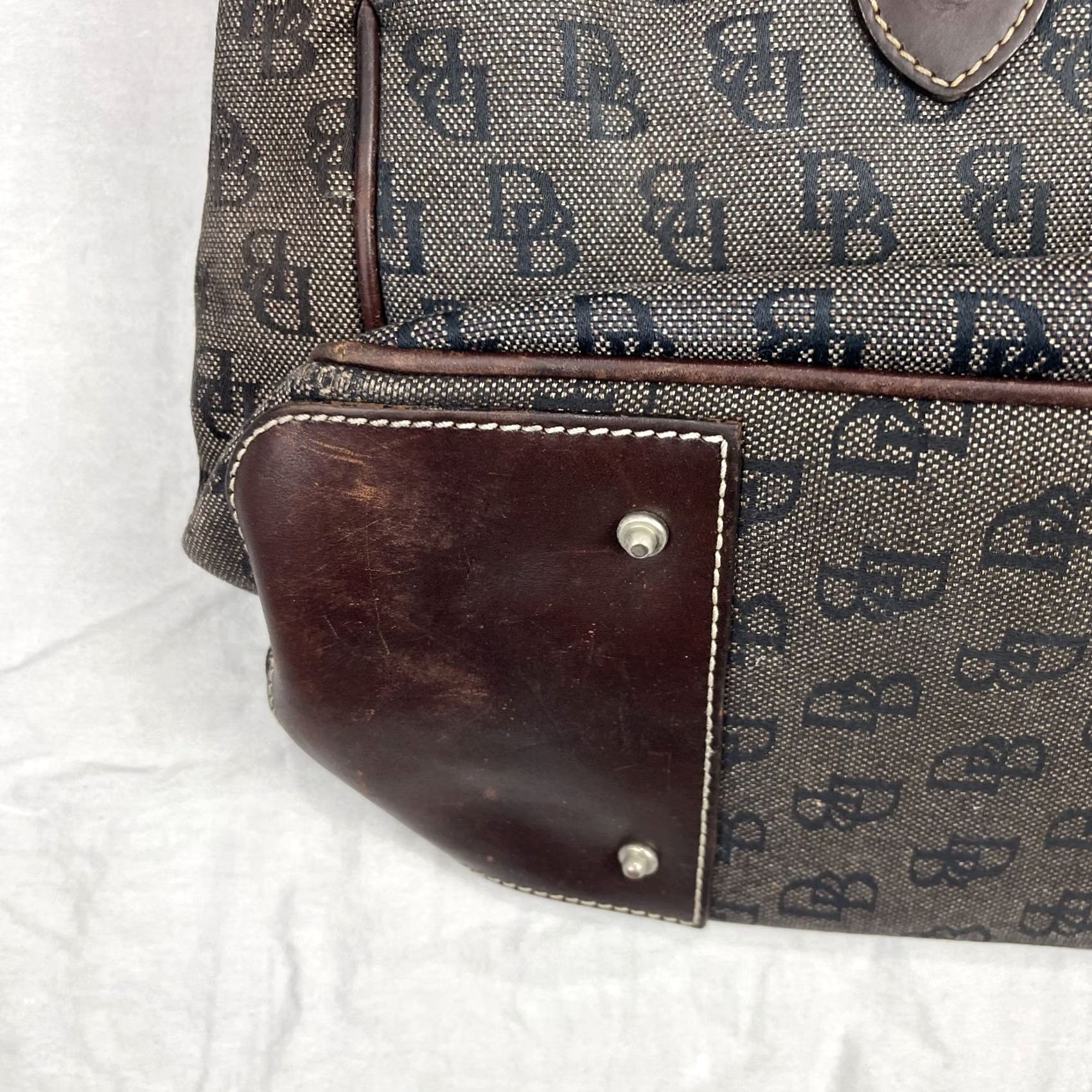 Dooney & Bourke Dooney & Bourke Tote Bag Womens Brown Logo Canvas Leather Shoulder Purse Tote Bag Monogram DB Size ONE SIZE - 7 Thumbnail