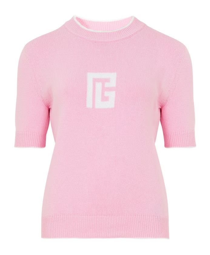 Balmain o1s1wg110526 Logo Crewneck Sweater in Pink Size M / US 6-8 / IT 42-44 - 1 Thumbnail