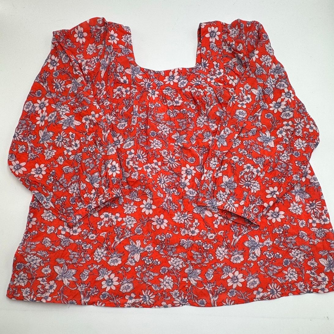 Gap GAP Blouson Sleeve Square Neck Blouse Red Large Petite Size L / US 10 / IT 46 - 6 Thumbnail