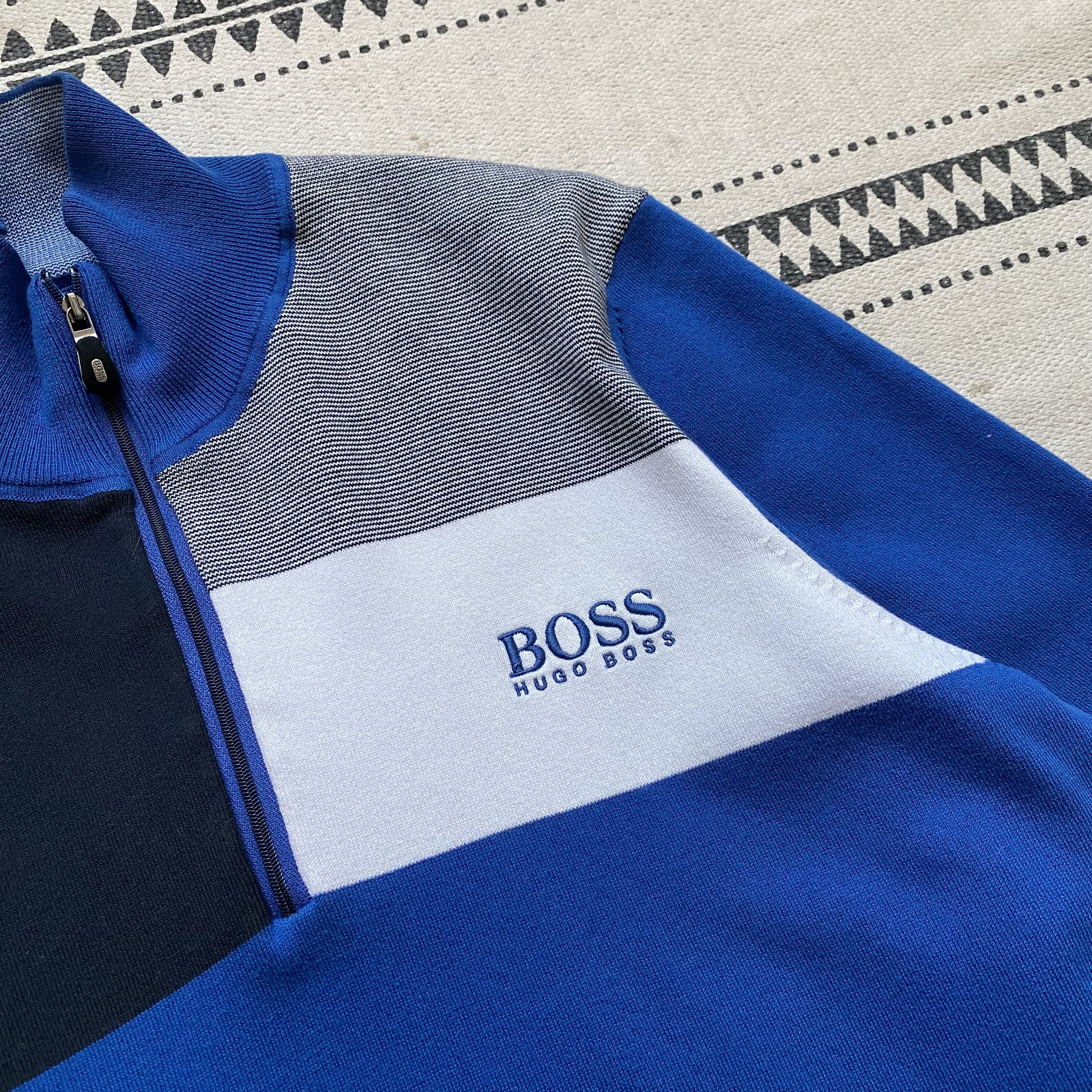Hugo Boss Designer Hugo Boss Sweater light half zip colorblock Size US L / EU 52-54 / 3 - 4 Thumbnail