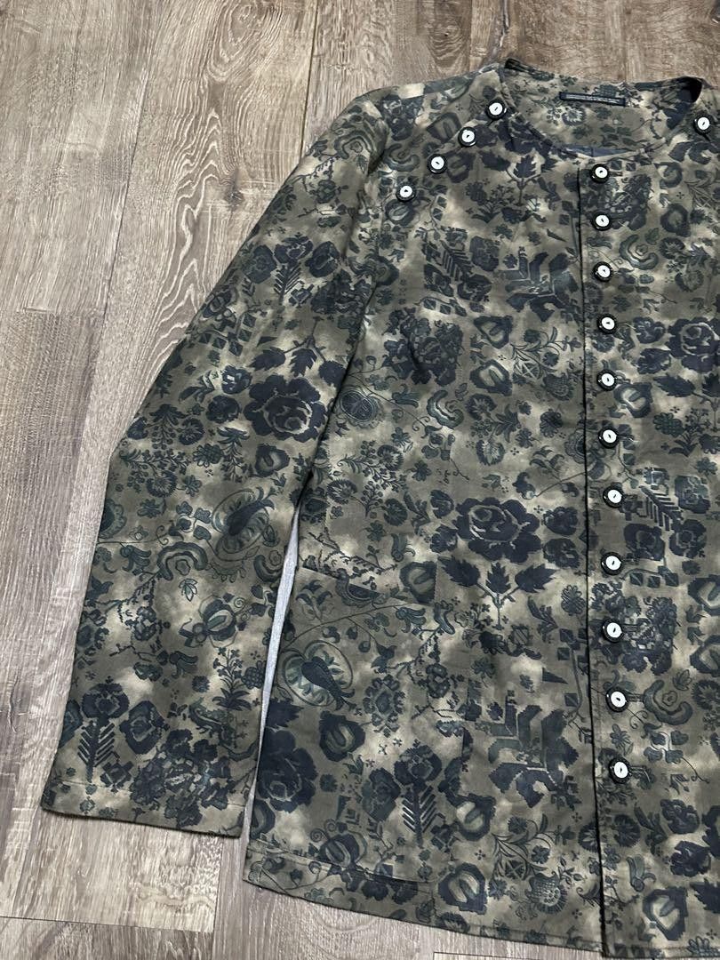 Yohji Yamamoto Pour Homme 15ss flowe pattern collarless jacket Size US M / EU 48-50 / 2 - 4 Thumbnail