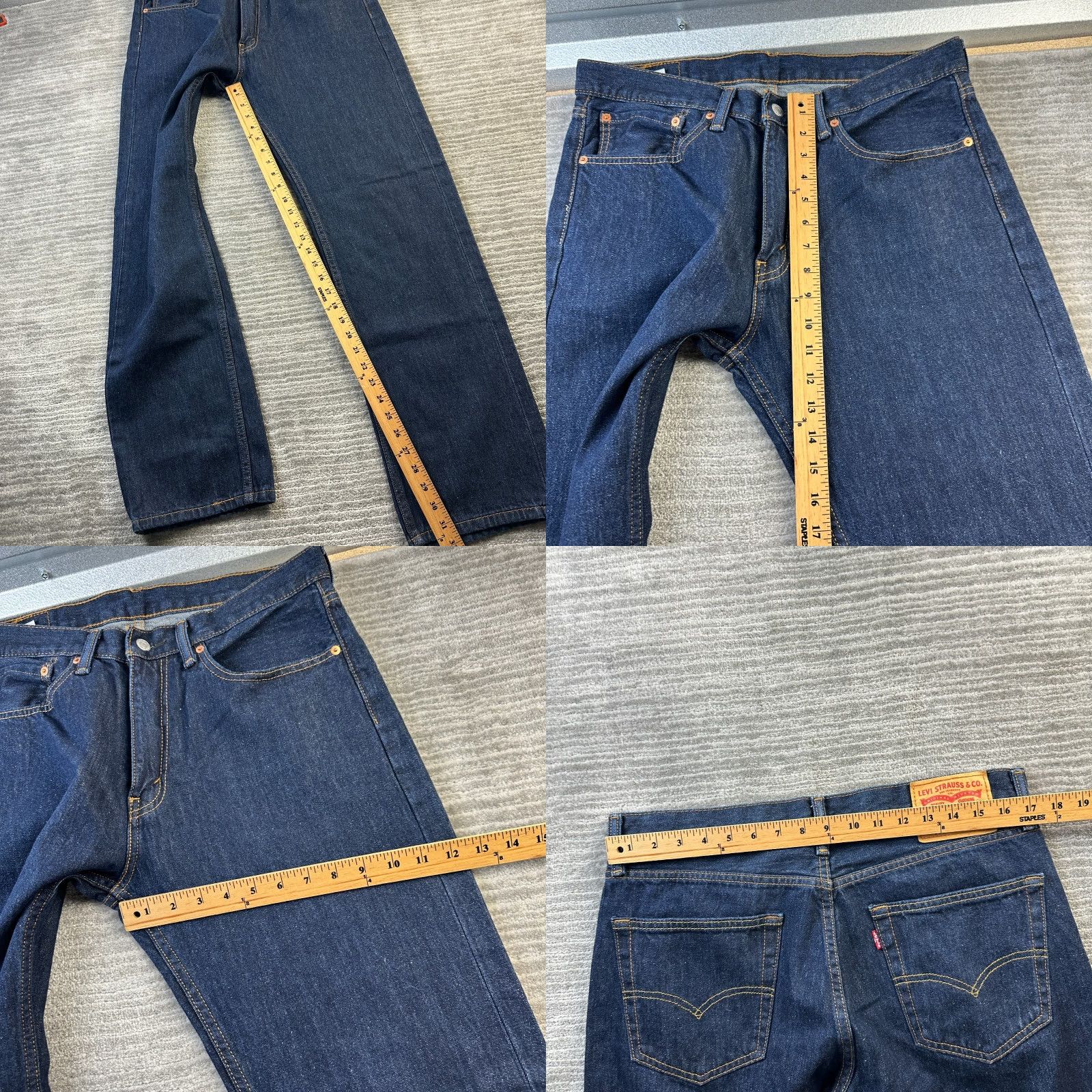 Levi's Levis 505 Jeans Mens 34x32 Blue Denim Pants Straight Casual Work Wear Size US 34 / EU 50 - 8 Thumbnail