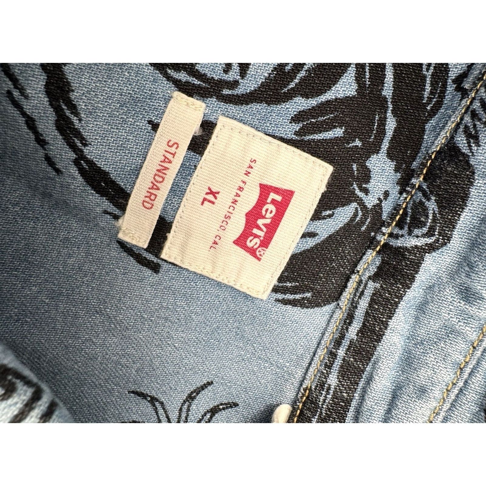 Levi's LEVI'S DENIM Western Ocean Beach Surf Theme Pearl Snap XL Shirt Mens Shirt Long Sleeve Blue 90s Style Pattern Size US XL / EU 56 / 4 - 4 Thumbnail