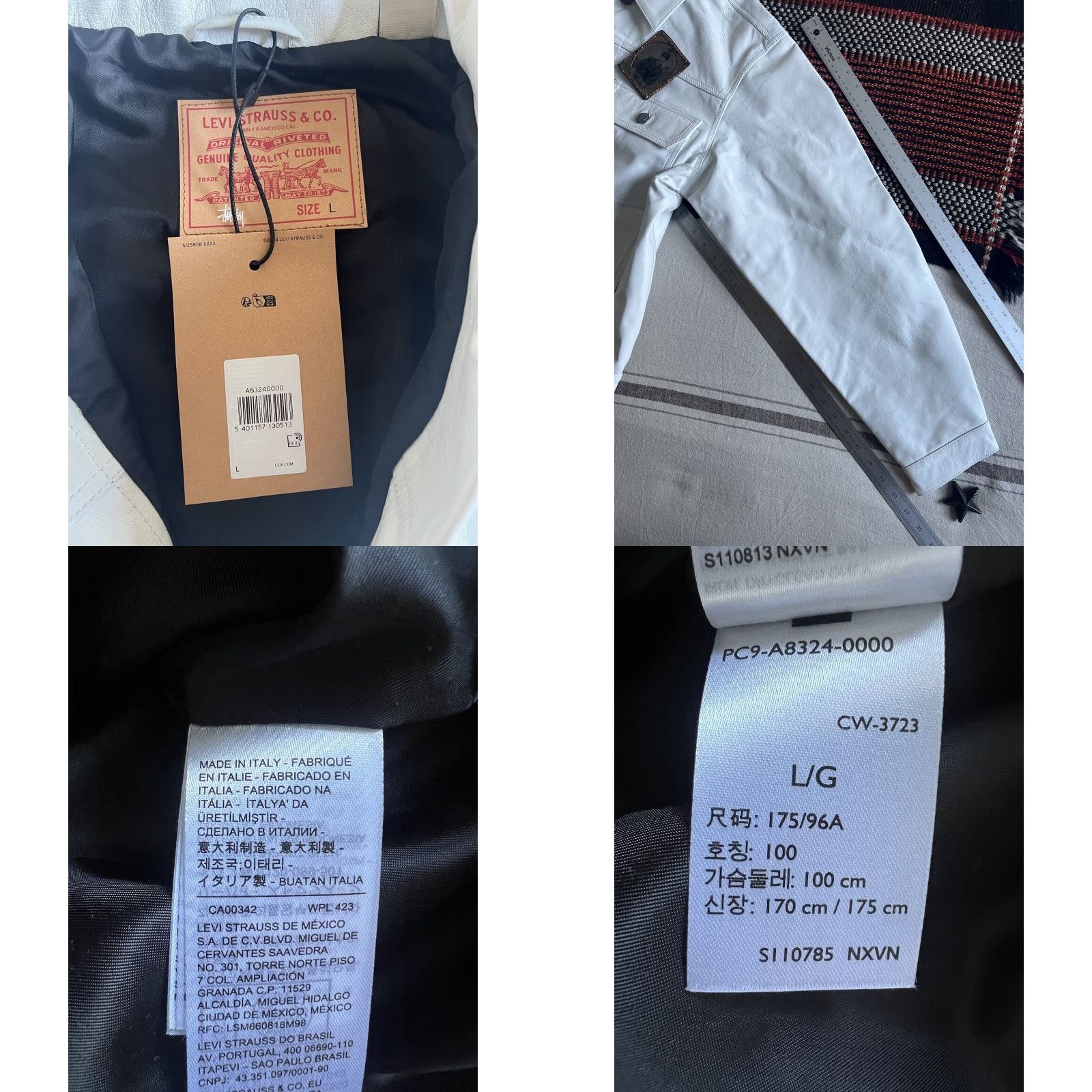 Levi's VINTAGE Stussy Levi’s Leather Jacket L Made Italy 2024 Trucker White Rare Collaboration Size US L / EU 52-54 / 3 - 10 Thumbnail