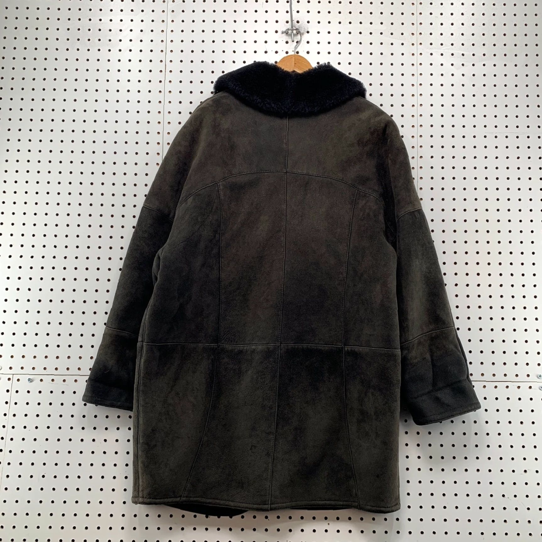 Vintage VINTAGE Steve By Searle Suede Coat Womens L Black Faux Fur Liner Shearling Overcoat Mid-Length Long Sleeve Winter Size L / US 10 / IT 46 - 2 Thumbnail