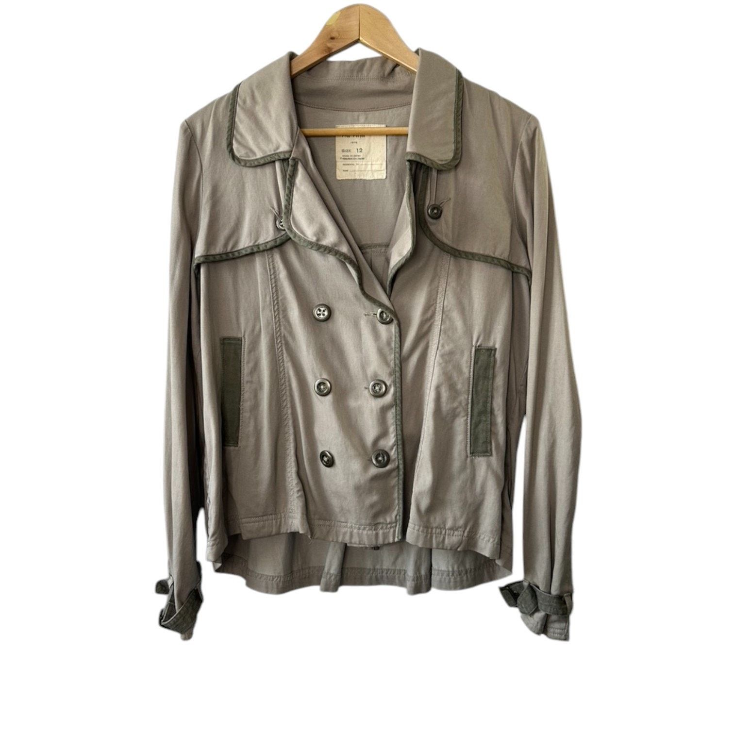 Free People Free People Khaki Double Breasted Cotton Blend Jacket 12 Size XL / US 12-14 / IT 48-50 - 1 Thumbnail