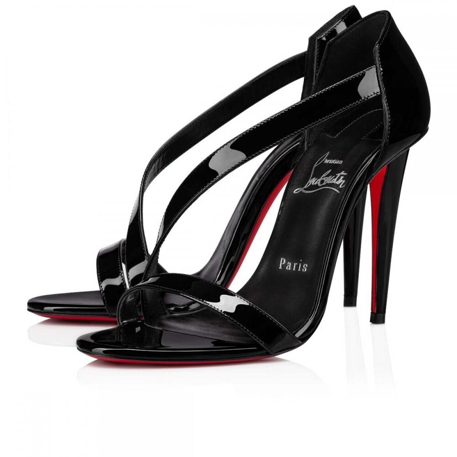 Christian Louboutin Astridal 100 Black Patent Ankle Strap Sandal Heel Pump 41 Size US 11 / IT 41 - 1 Thumbnail