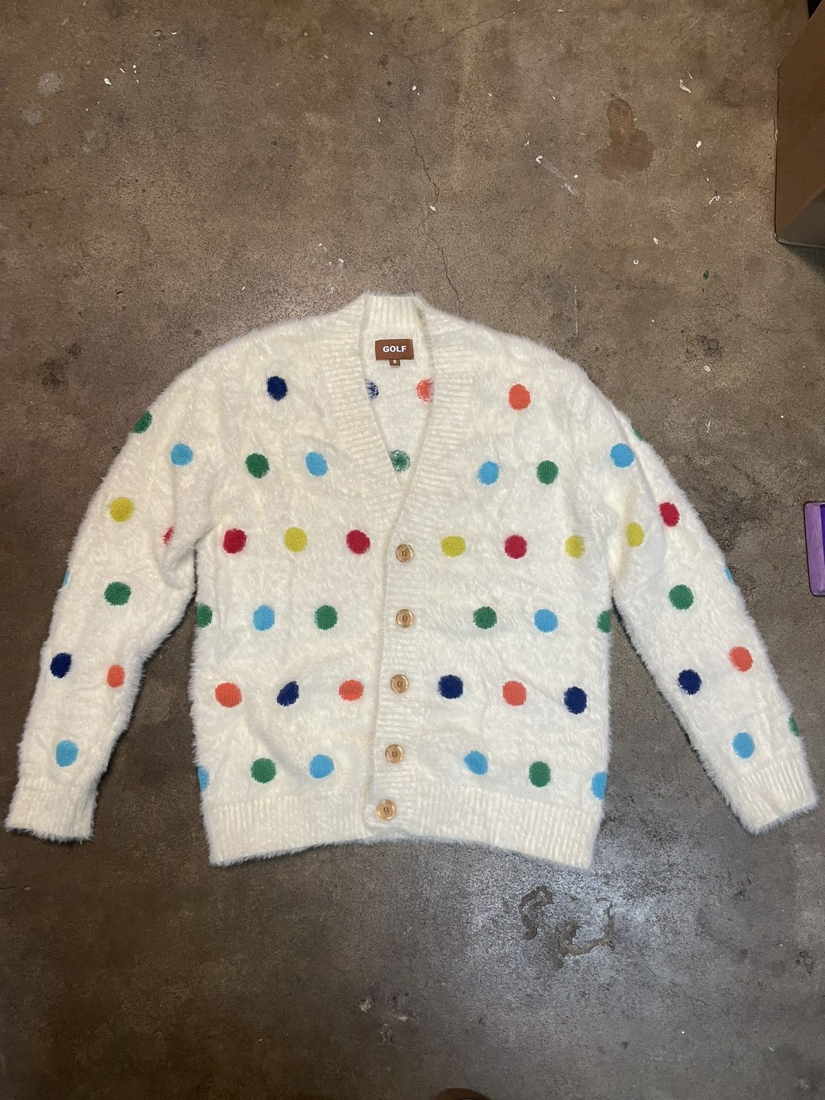 image of Golf Le Fleur x Golf Wang Polka Dot Cardigan in Cream, Men's (Size Small)