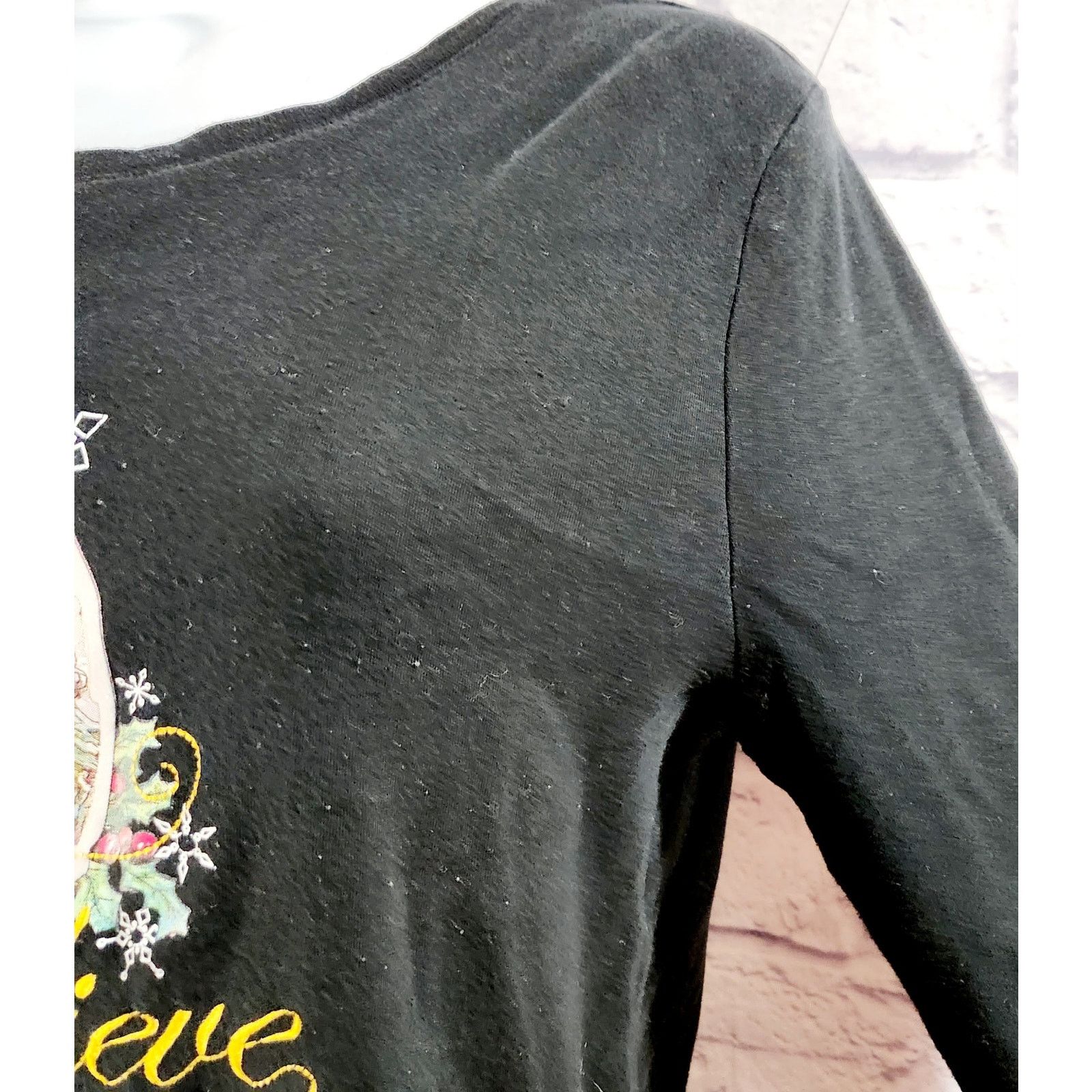 Other Black Red Gold Santa Print Believe Embroidered Top Large Size L / US 10 / IT 46 - 2 Thumbnail