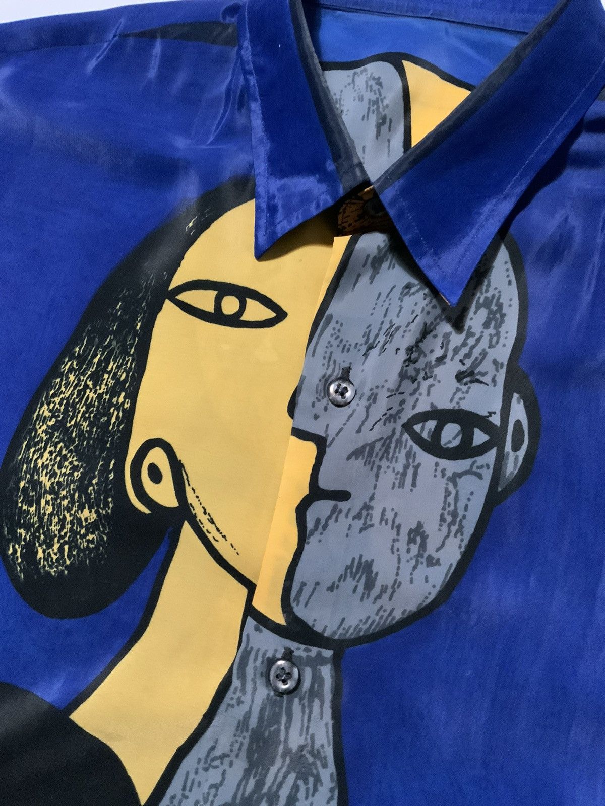Vintage Vintage 80s 90s Picasso Art Cubism Sheer Joined Hands Shirt Size US L / EU 52-54 / 3 - 5 Thumbnail