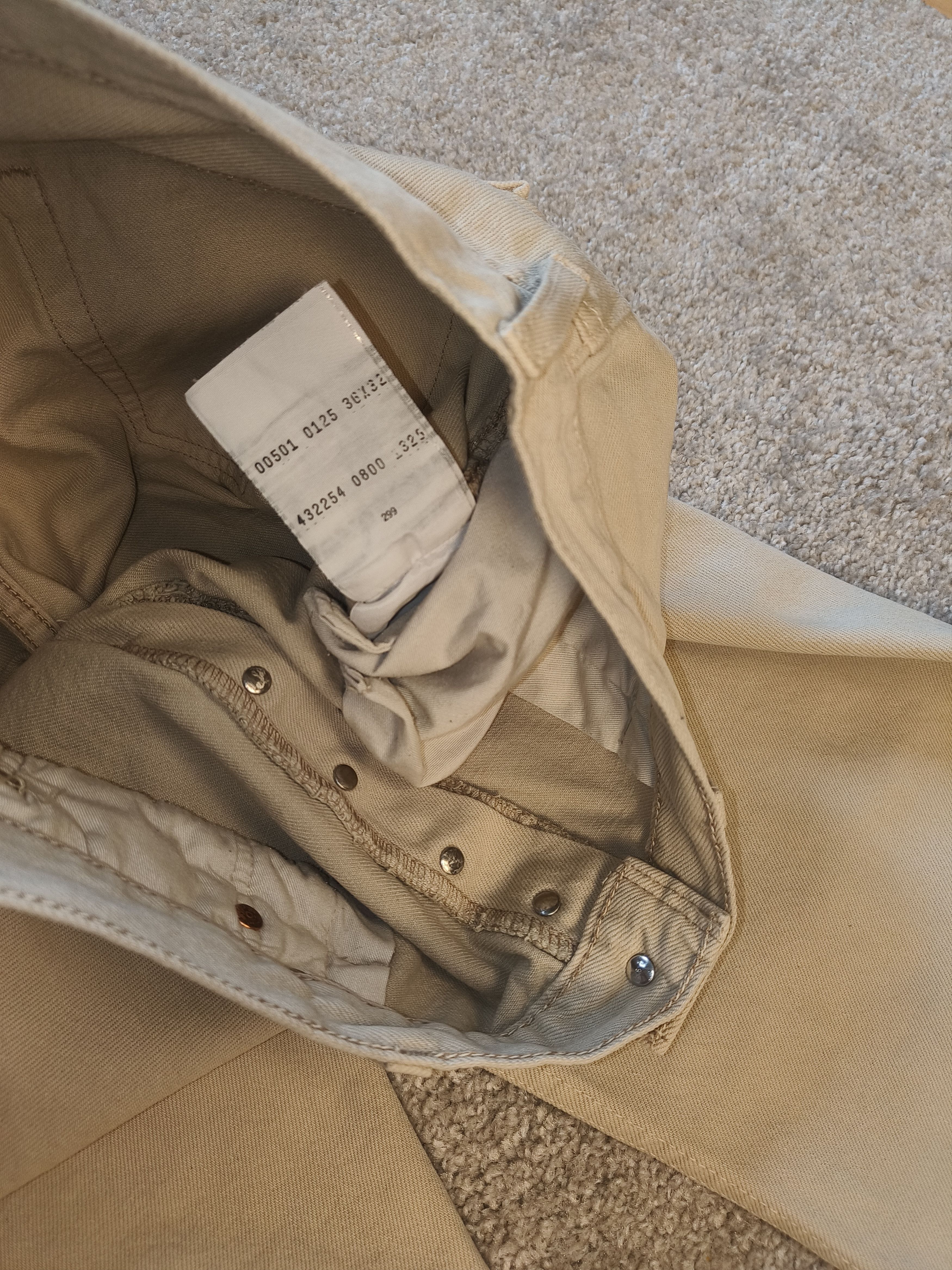 Levi's × Vintage Vintage Rare 90s Levi's 501 Cream Beige Jeans Made In USA Size US 36 / EU 52 - 7 Thumbnail