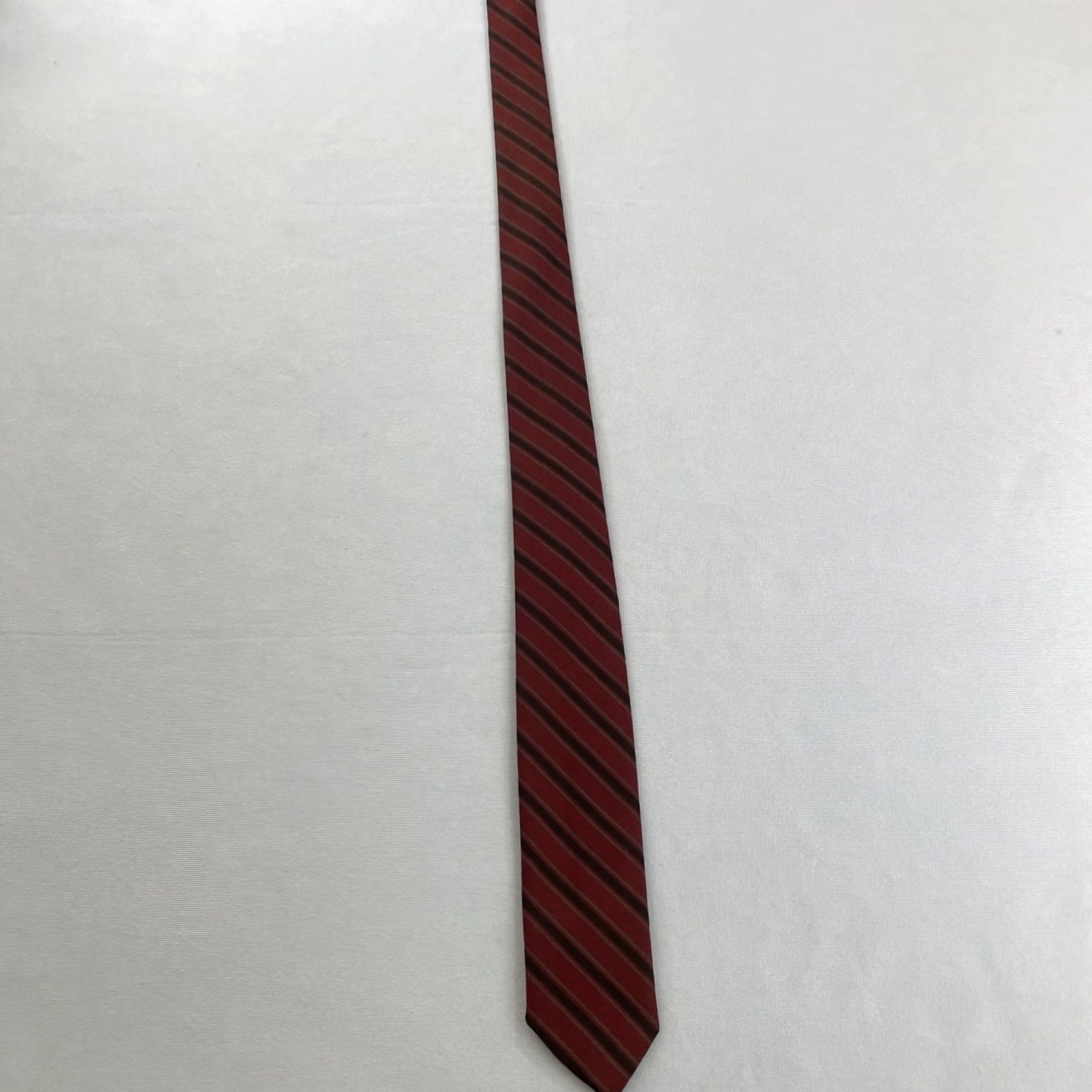 Vintage Vintage 60s Poly Wool Skinny Tie Repp Tie Cravat Red Black Gray Stripe Slim 2x54 Tie Capsule Necktie Mens Size ONE SIZE - 3 Thumbnail