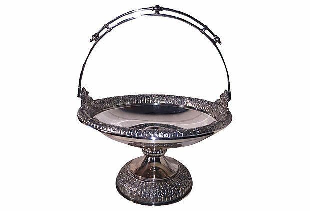 Designer Silver Plated Ornate White Metal Fruit Basket Size ONE SIZE - 7 Thumbnail