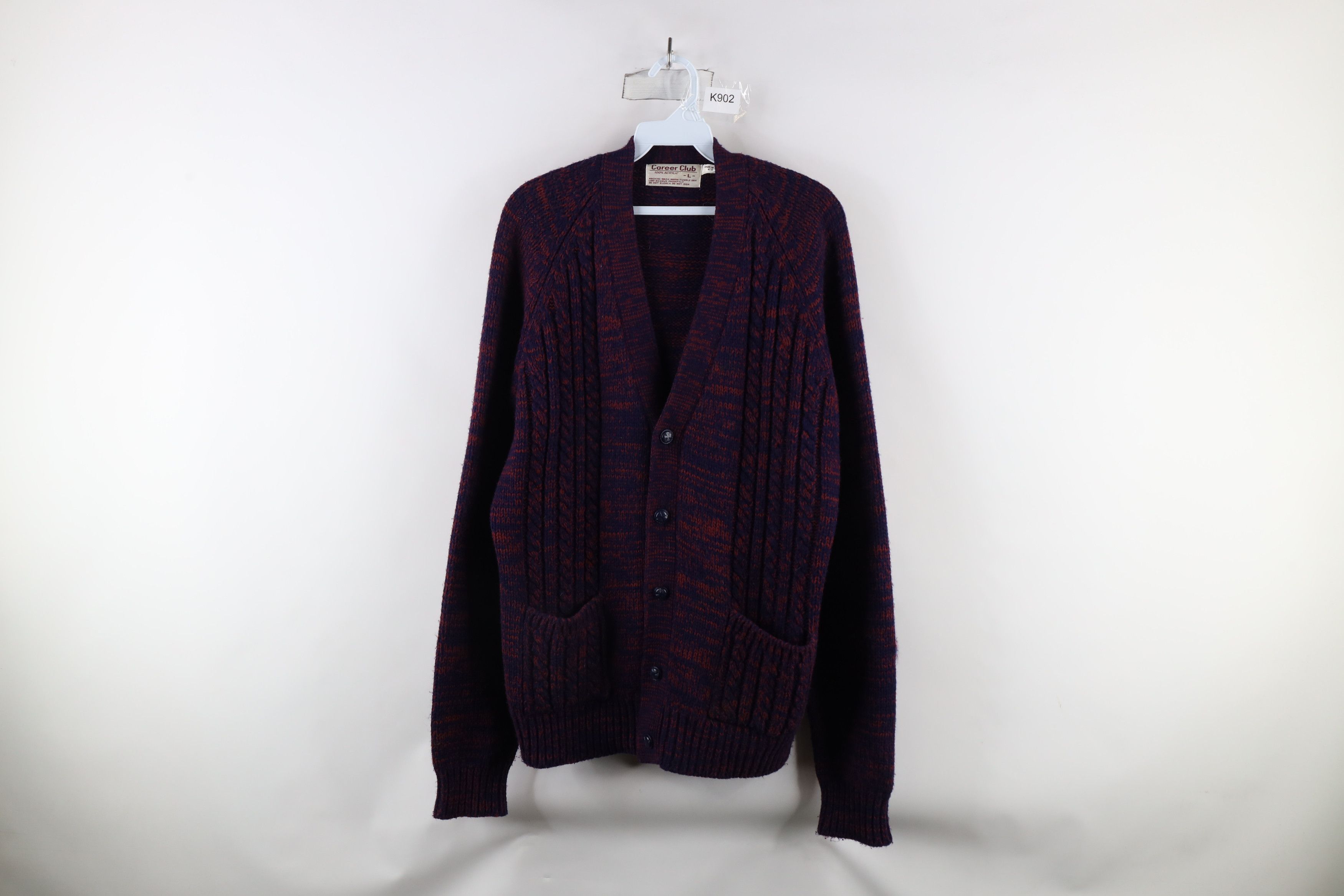 Vintage Vintage 90s Streetwear Knit Cardigan Sweater Heather Red Size US L / EU 52-54 / 3 - 1 Thumbnail