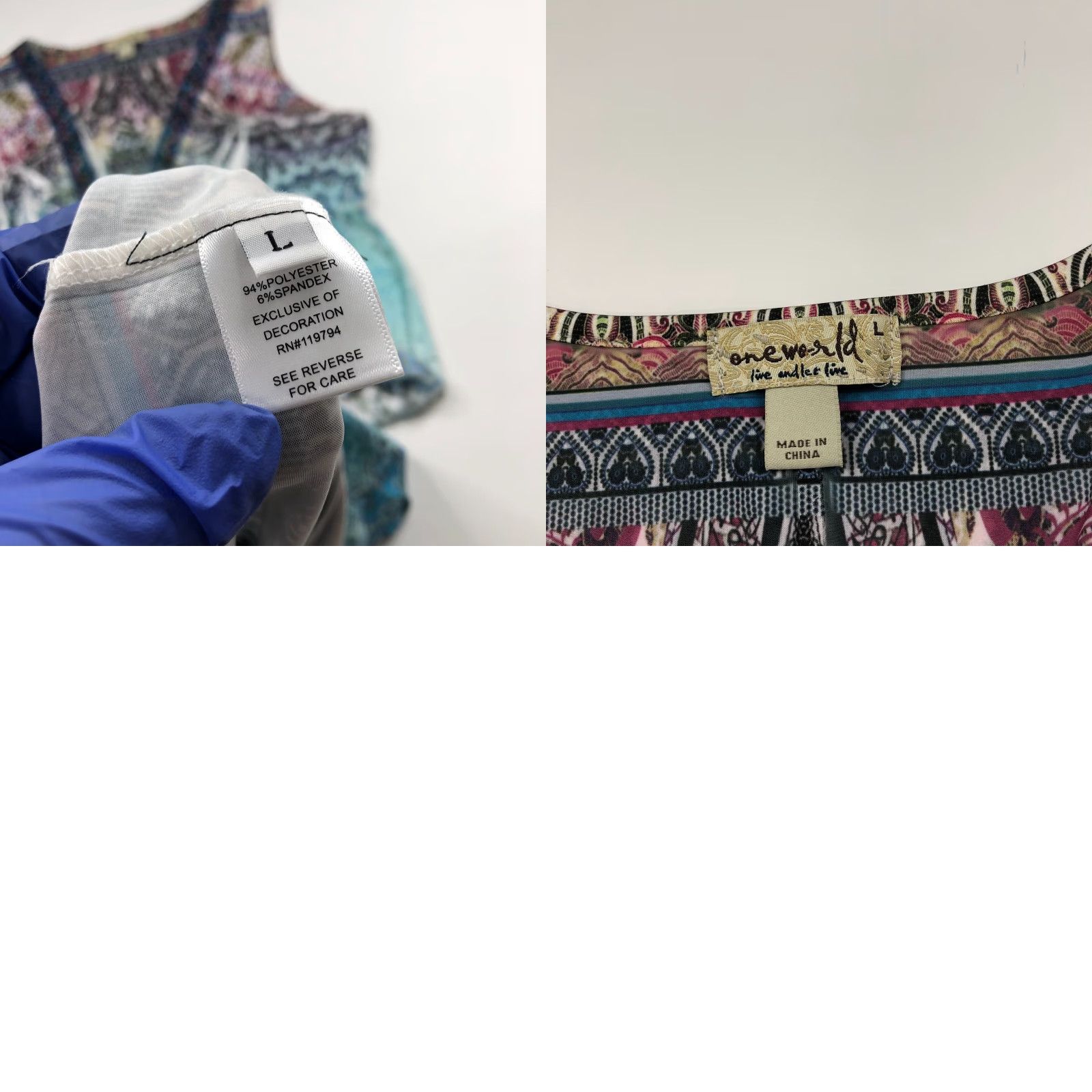 Vintage One World Large Midi Sleeveless Dress All Over Print Blue Dress Size L / US 10 / IT 46 - 9 Thumbnail