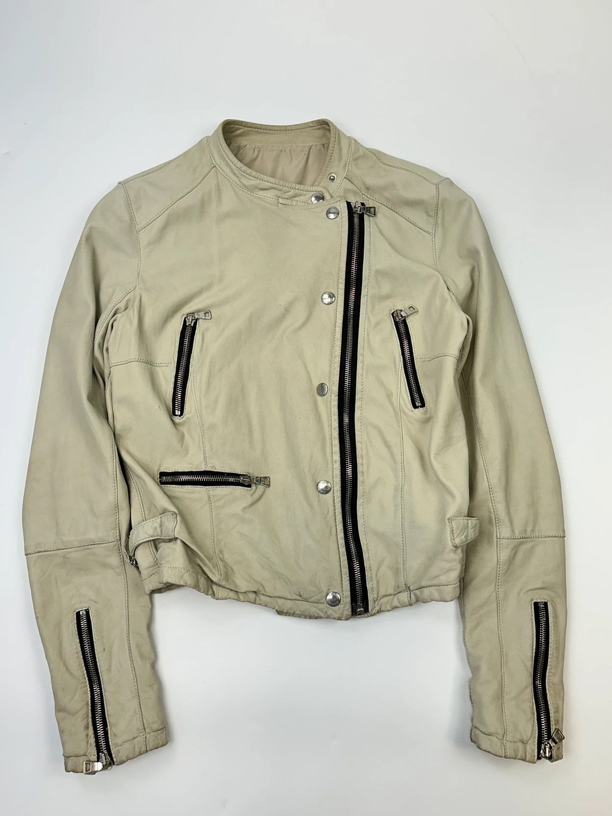 Prada Prada Sport FW02 Beige Perfecto Leather Multi Pocket Jacket Size M / US 6-8 / IT 42-44 - 1 Thumbnail