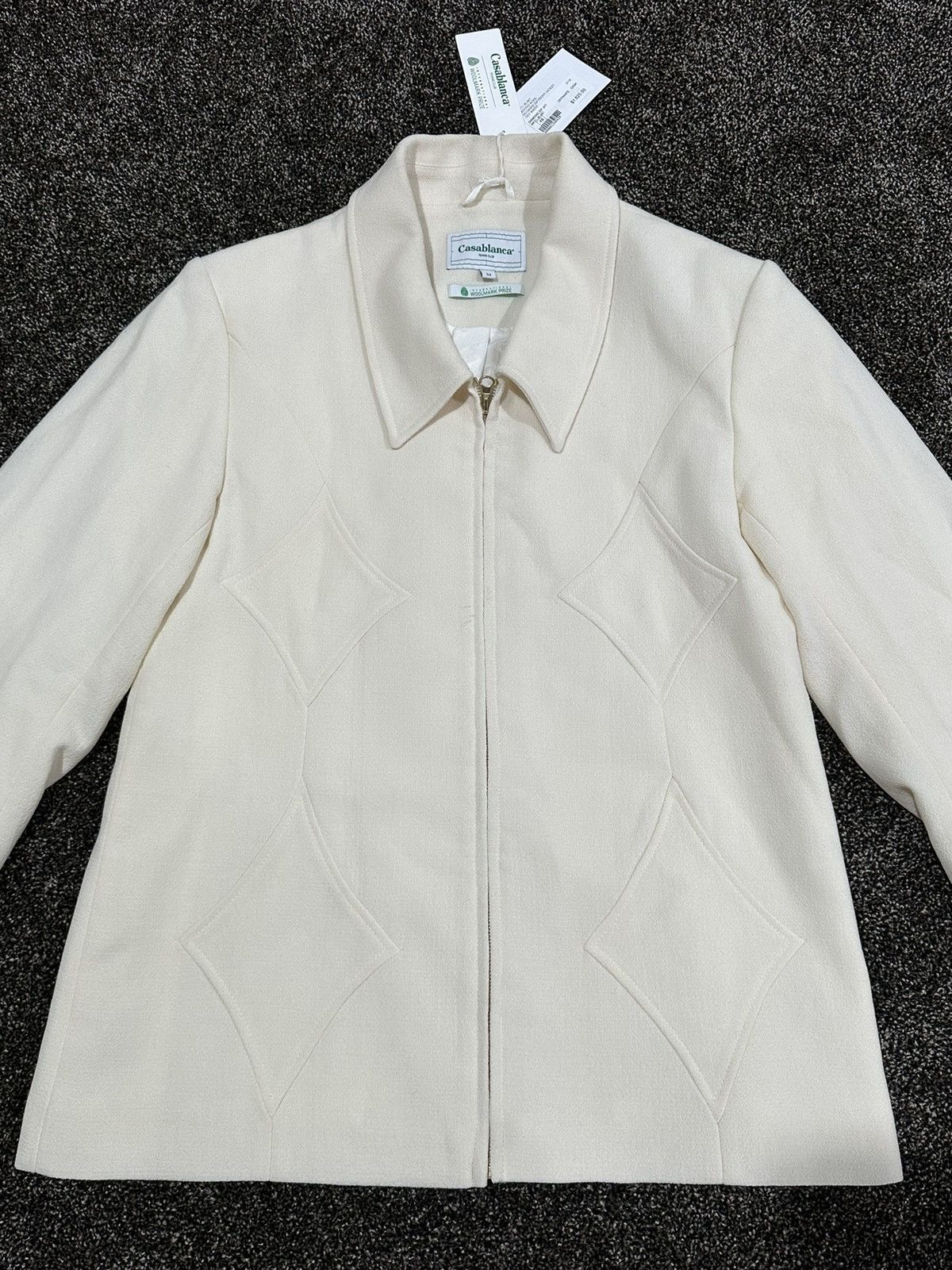 Casablanca Casablanca Diamond-Applique Off White Zip-Up Jacket Size US L / EU 52-54 / 3 - 7 Thumbnail