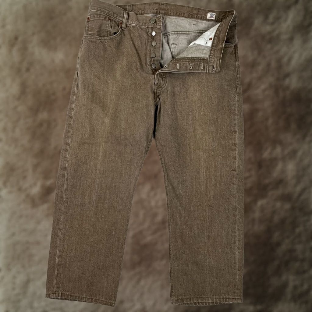 Levi's VINTAGE Levi's 501 Jeans Brown Denim 36x28 USA 90s Mens Regular Straight Pocket Denim Wood Button Made in Mexico Size US 36 / EU 52 - 1 Thumbnail