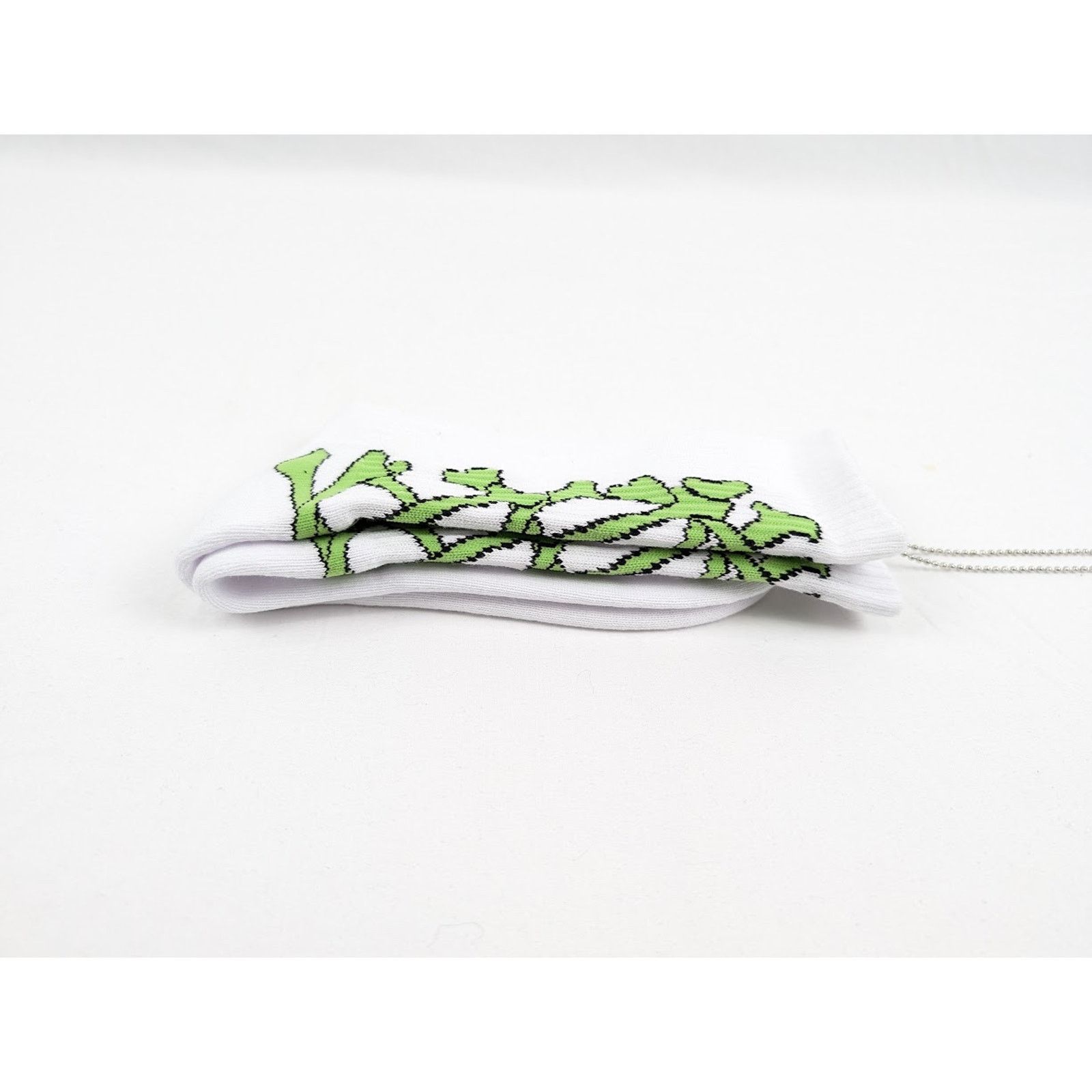 Amiri o1rshd1 Size: 45-46 / Stacked Bones Socks in White/Lime Size ONE SIZE - 9 Thumbnail