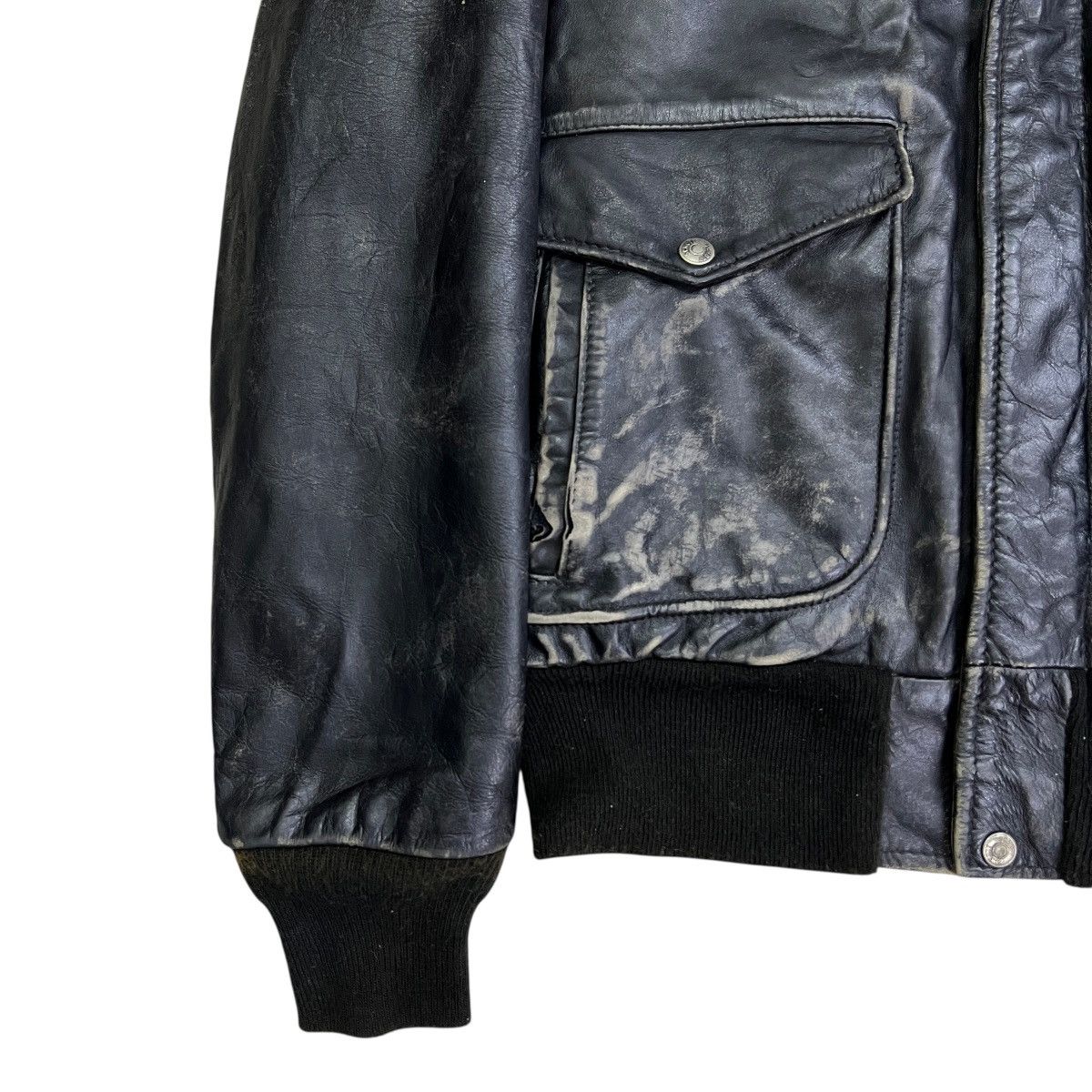 Schott 💥 1970s SCHOTT TYPE A-2 TOPGUN BLACK LEATHER JACKET Size US L / EU 52-54 / 3 - 5 Thumbnail