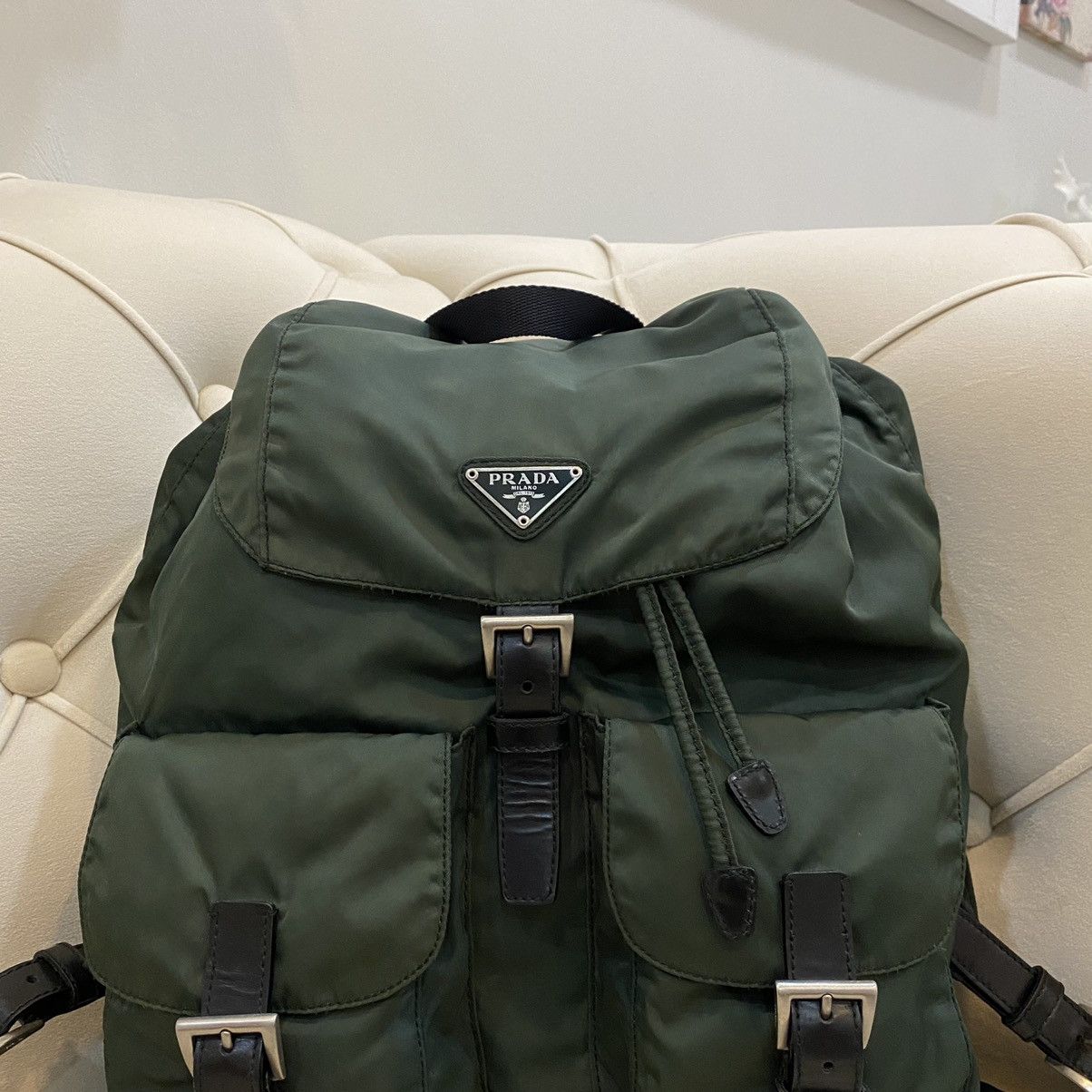 Prada × Vintage Vintage Prada Green Nylon Vela Backpack Size ONE SIZE - 3 Thumbnail