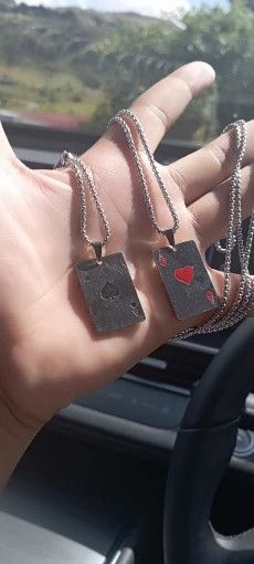 Vintage 2pcs of Ace Stainless Steel Poker Card Necklaces Size ONE SIZE - 3 Thumbnail