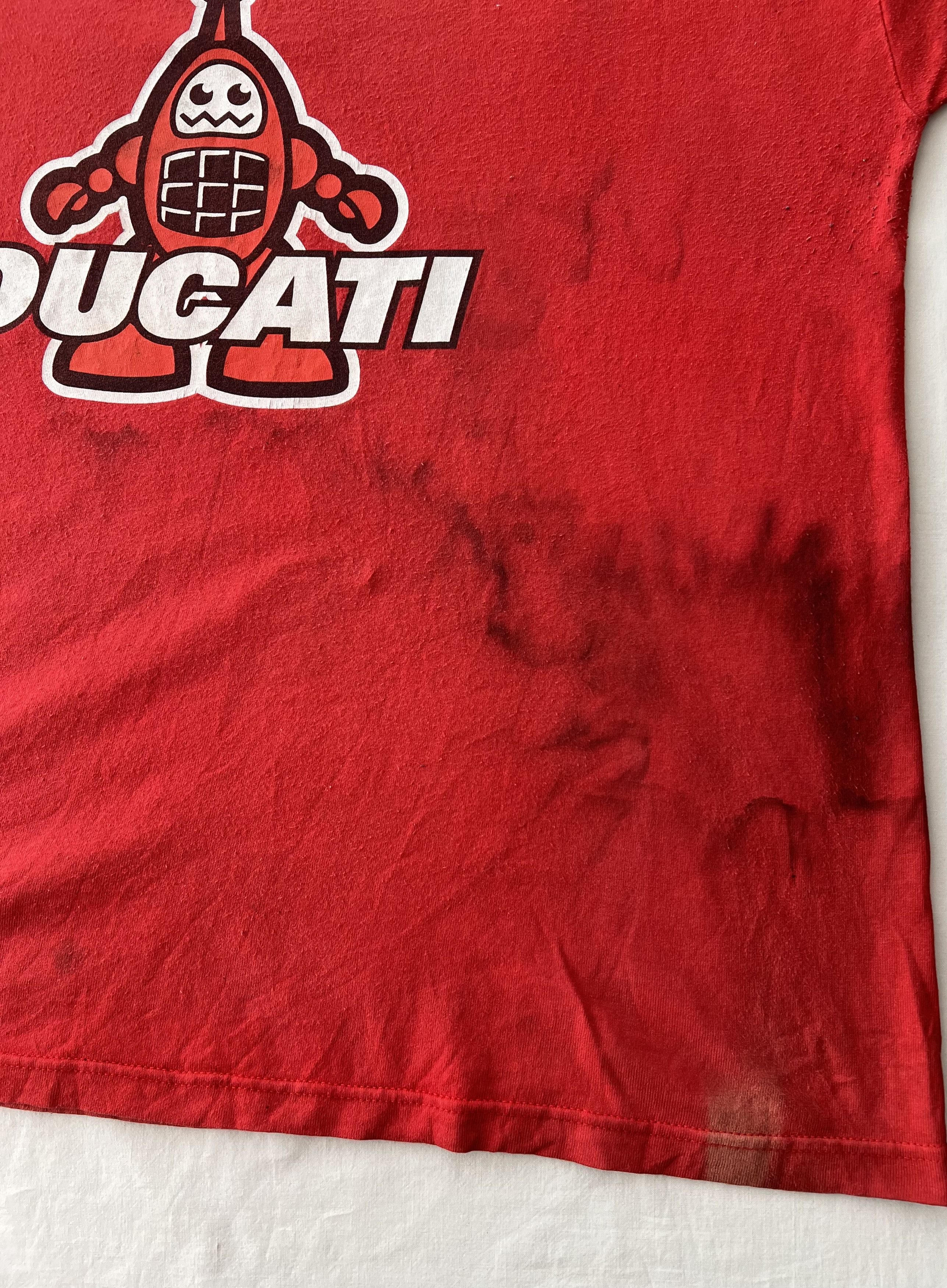 Vintage Vintage 90s Ducati Steve Hislop #7 Moto Racing Red T-shirt Size US XXL / EU 58 / 5 - 19 Thumbnail