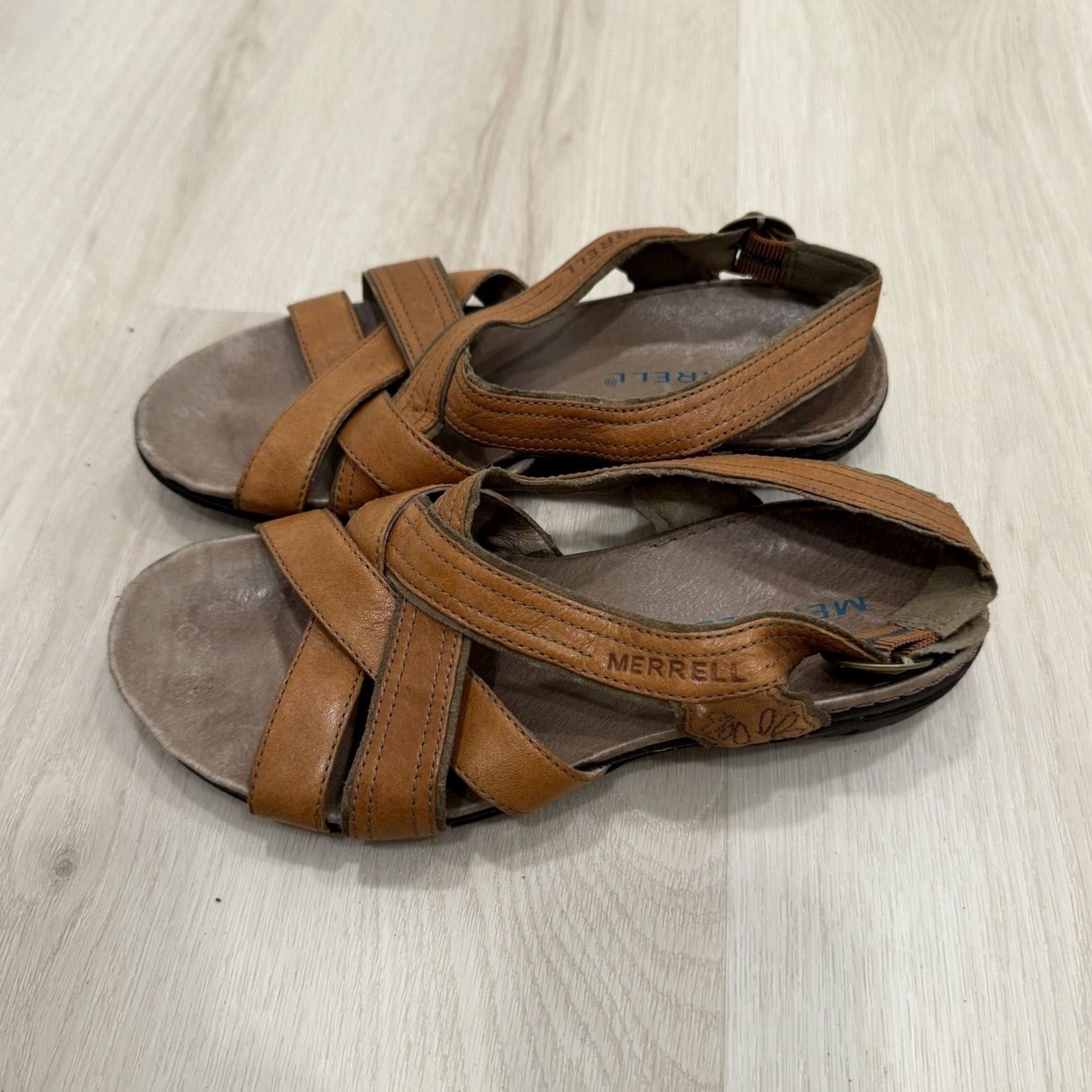 Merrell Merrell Sandals Leather Cross-Strap Slingback Women Brown 6 US Size US 6 / IT 36 - 4 Thumbnail