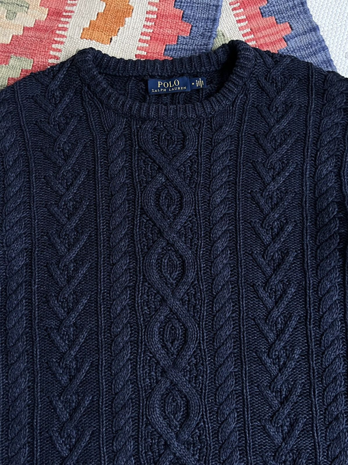 Polo Ralph Lauren Polo by Ralph Lauren Aran Heavy Knitted Indigo Sweater Size US L / EU 52-54 / 3 - 5 Thumbnail
