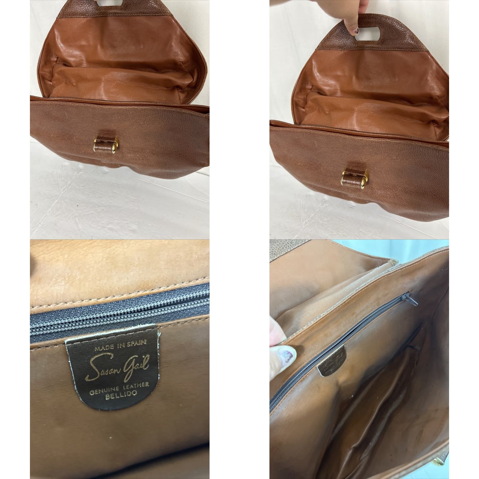 Vintage VINTAGE Susan Gail Bellido Leather Handbag Top Handle Bag Single Strap Turn Lock Brown 11x9x5 Womens Ladies Bag Accessories Size ONE SIZE - 10 Thumbnail
