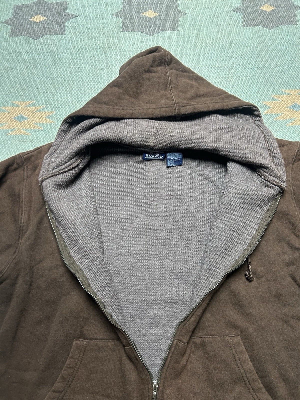Vintage Vintage 90s thermal hoodie zip mocha brown waffle large Size US L / EU 52-54 / 3 - 4 Thumbnail
