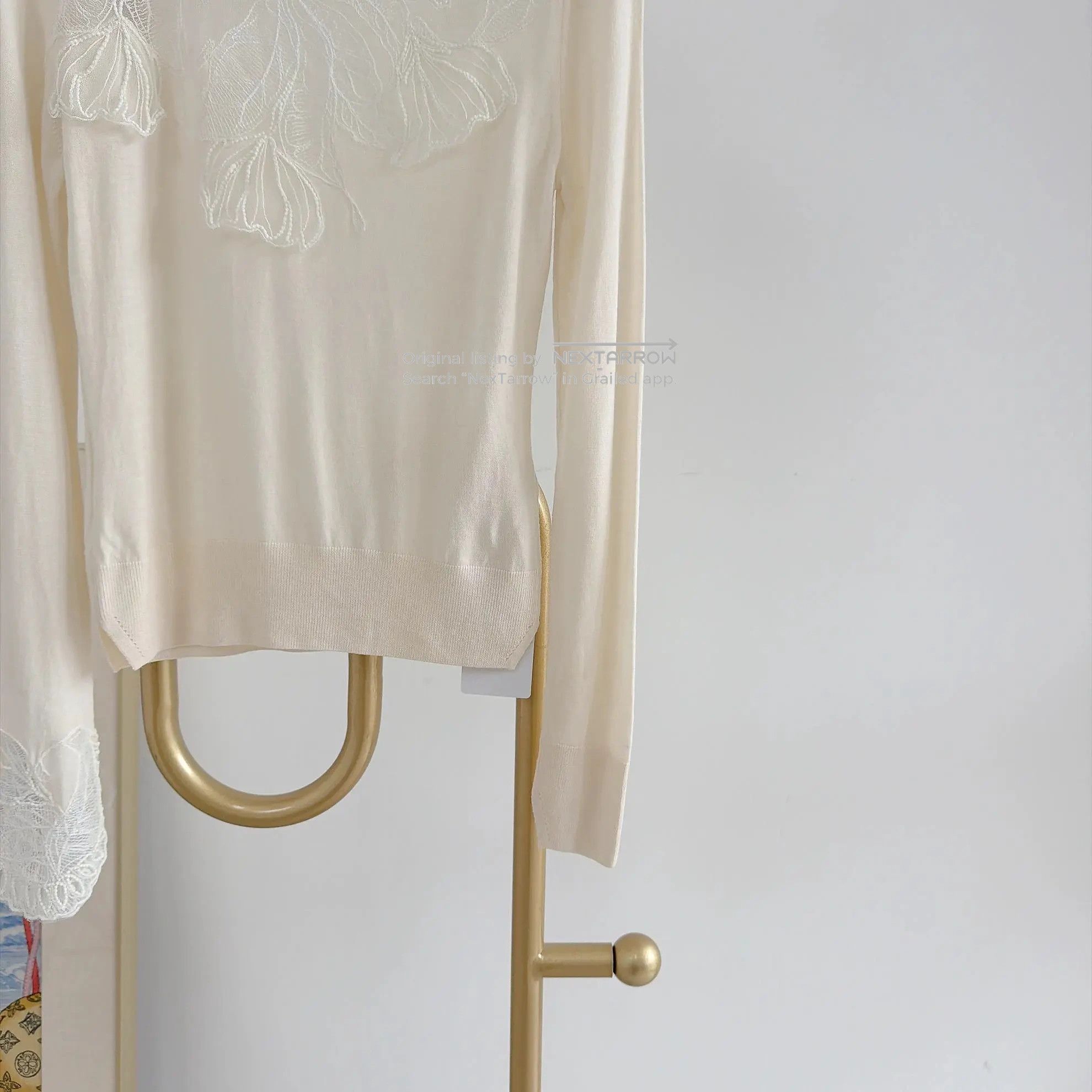 Es Beige Lace Knit Pullover Women's Size 38, Women's (Size Xs) — image 4 of 6