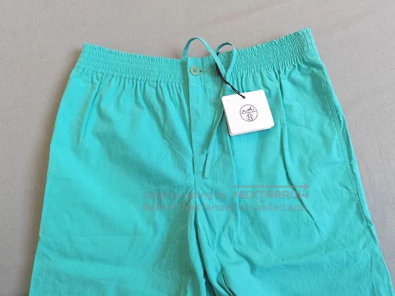 Hermes Hermes Men's Casual Sport Pants, 100% Cotton, Turquoise Co Size US 40 / EU 56 - 2 Thumbnail