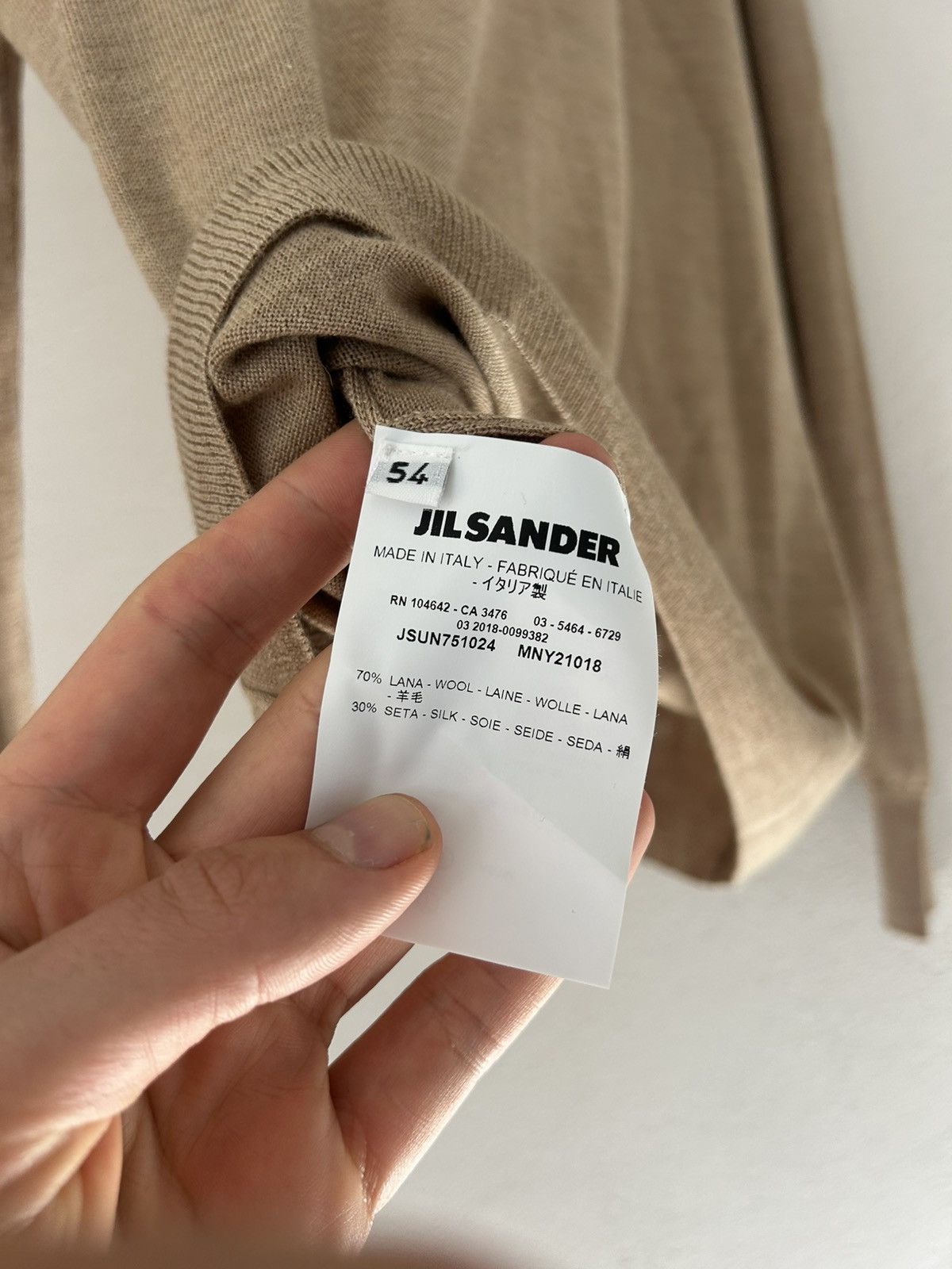 Jil Sander Jil Sander Beige Wool-Silk Blend Sweater Size US XL / EU 56 / 4 - 6 Thumbnail