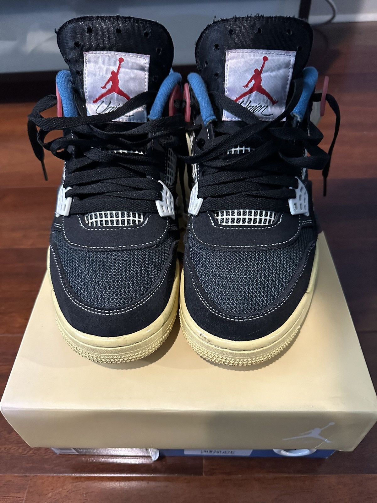 image of Jordan Union Made Union Jordan 4 Off Noir Shoes in Black, Men's (Size 9)