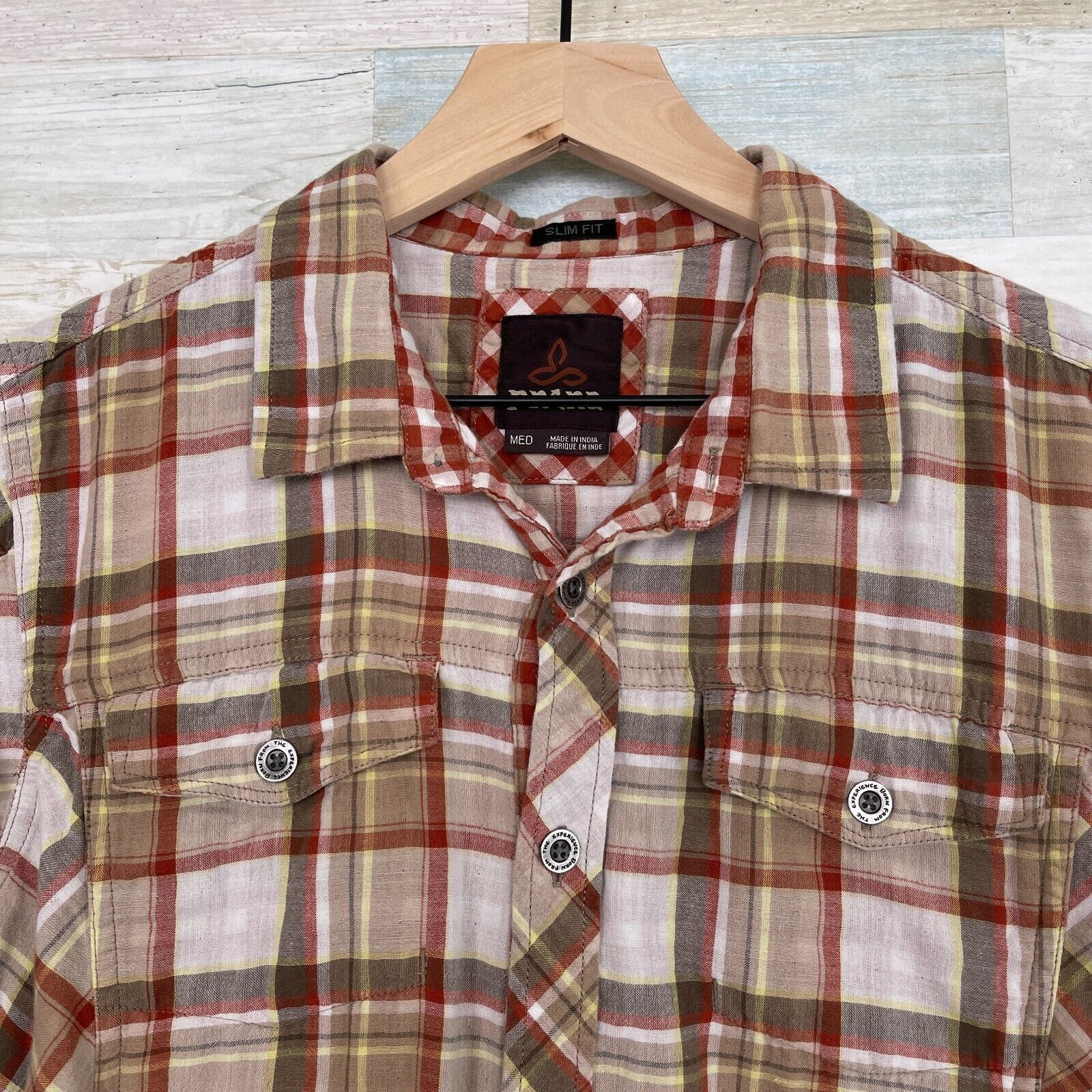 Prana PrAna Zoltan Slim Shirt Red Brown Plaid Organic Mens M Size US M / EU 48-50 / 2 - 2 Thumbnail