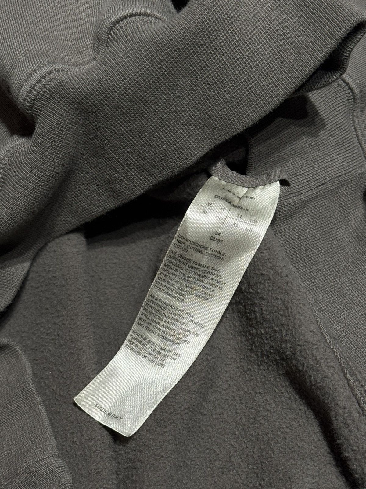 Rick Owens Drkshdw GRANBURY DUST MILK HOODIE DRAWSTRING PULLOVER Size US XL / EU 56 / 4 - 5 Thumbnail