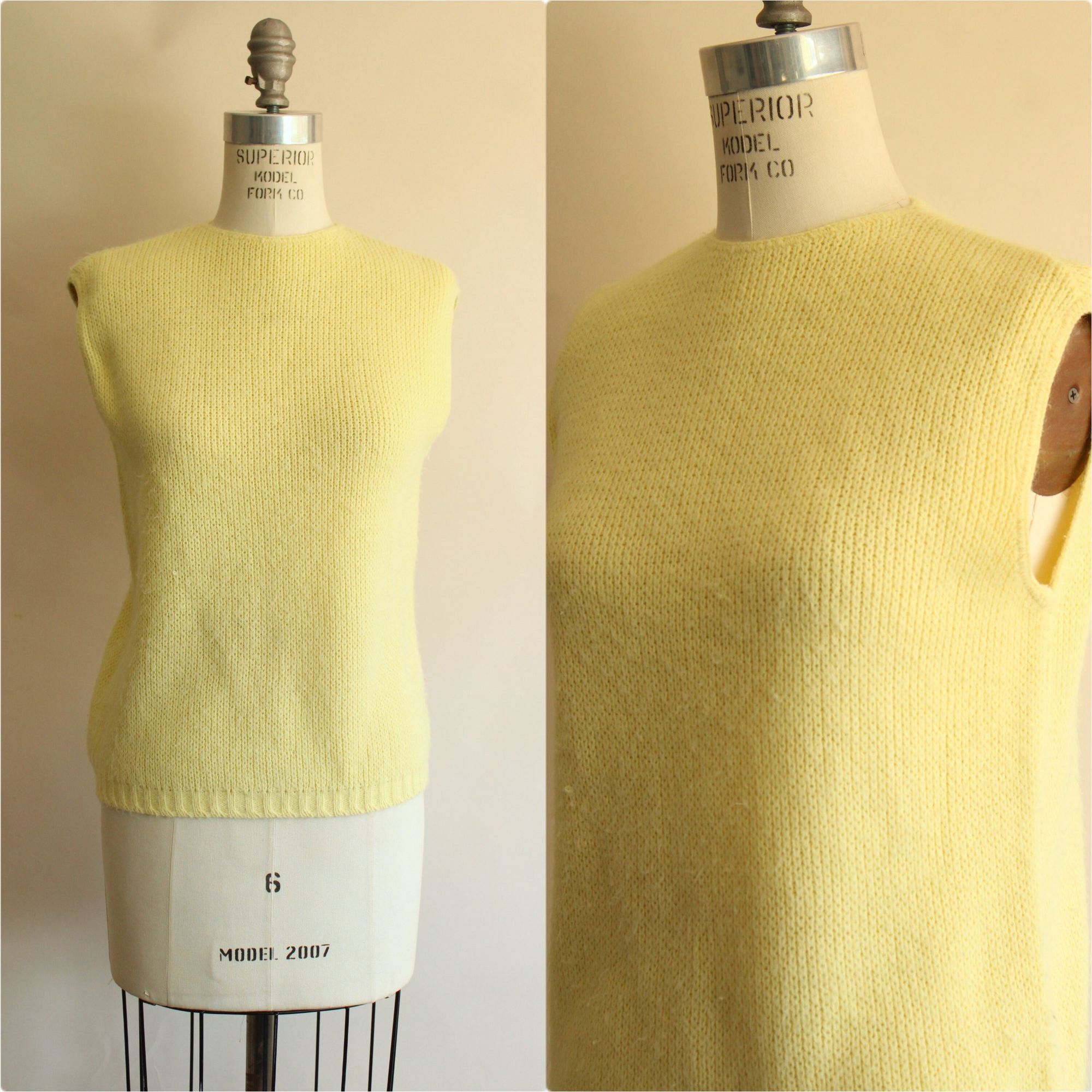 Vintage Vintage 1960s Sweater Vest, Classic Creations Yellow Knit, Z Size M / US 6-8 / IT 42-44 - 1 Thumbnail