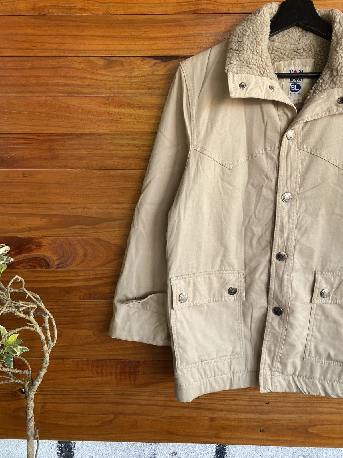 Van Vintage VAN Boys Sherpa Collar Beige Utility Jacket – 1980s Size US S / EU 44-46 / 1 - 7 Thumbnail