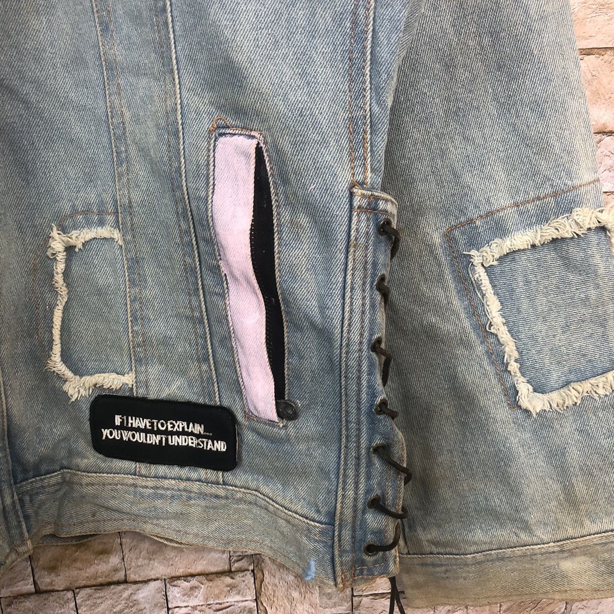 Japanese Brand Born To Wild Blue ripped patchwork Denim Jacket #A25 Size US XL / EU 56 / 4 - 9 Thumbnail