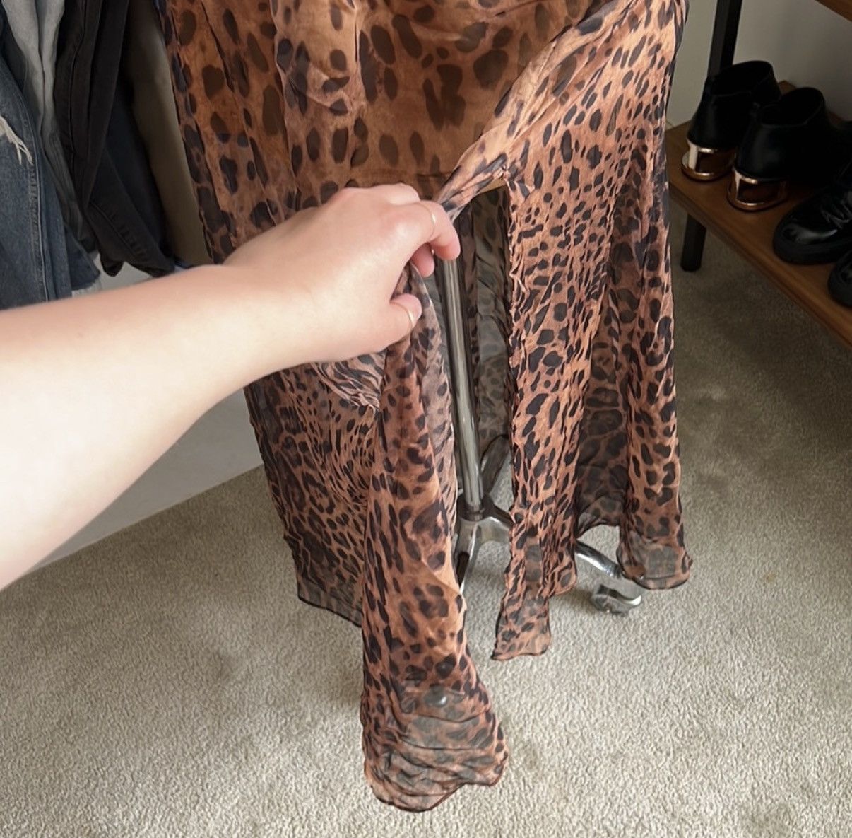 BLVD BLVD Sheer Leopard Print Maxi Skirt With High Slit Size L Size 34" / US 12 / IT 48 - 3 Thumbnail